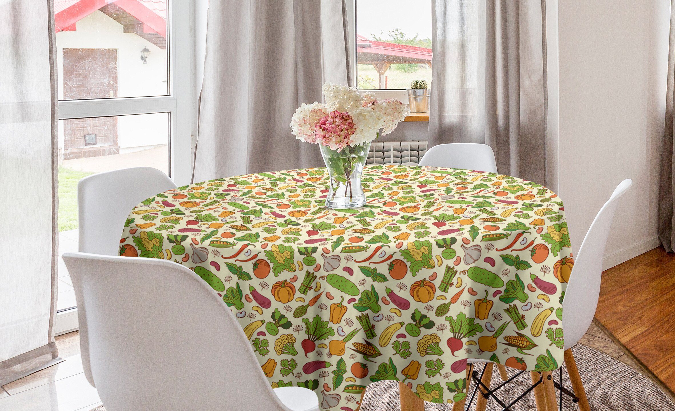 Abakuhaus Tischdecke Kreis Tischdecke Abdeckung für Esszimmer Küche Dekoration, Gemüse Gesundes Kochen Theme