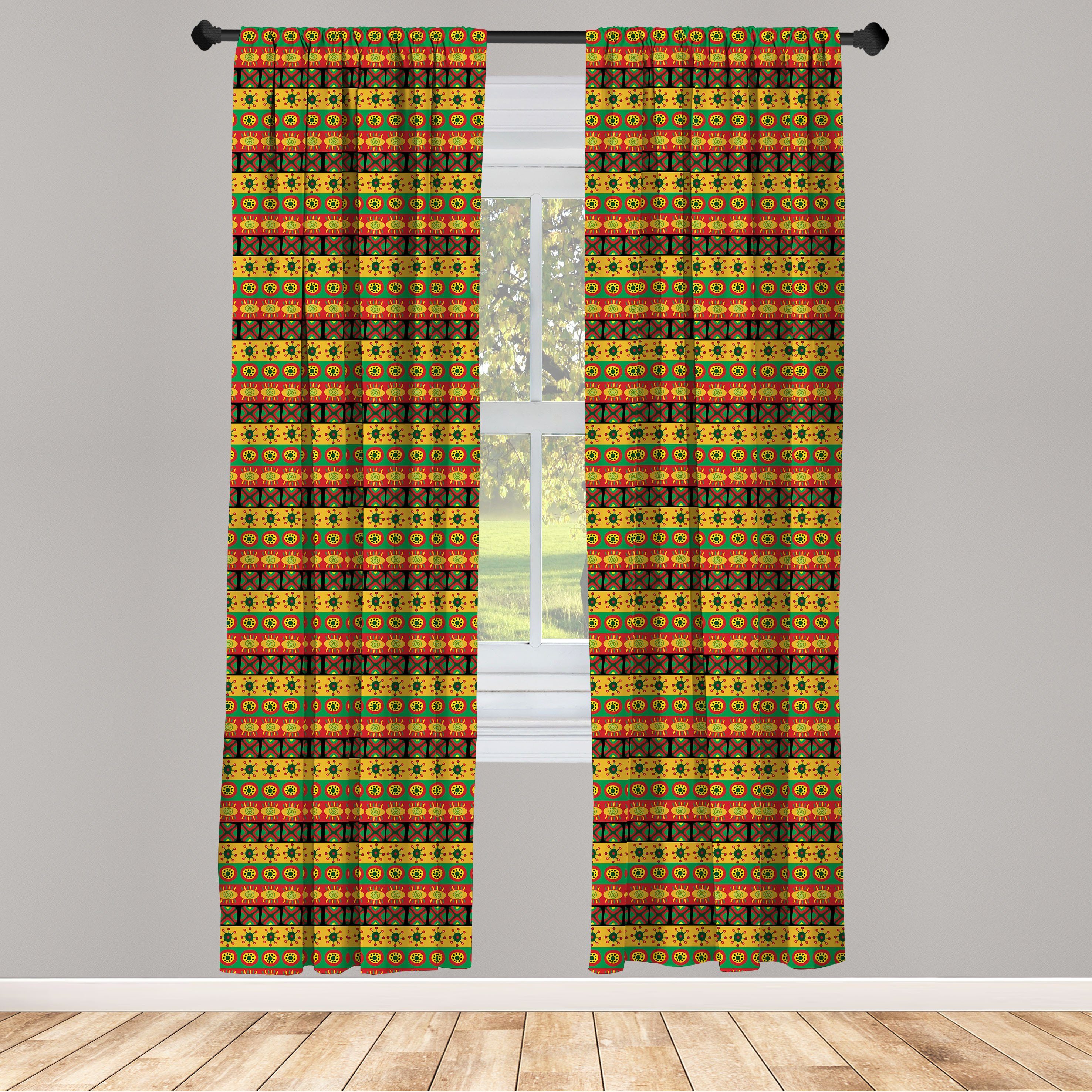 Gardine Vorhang für Wohnzimmer Schlafzimmer Dekor, Abakuhaus, Microfaser, Stammes Klassische Motive | Fertiggardinen