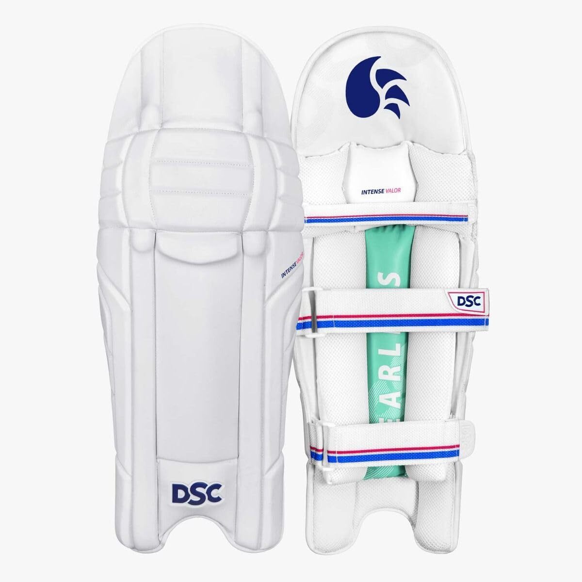 DSC Protektoren-Set Intense Valor Batting Legguard, Professioneller Beinschutz (1 Paar Cricket Beinschützer, Professioneller Beinschutz mit gegossener Konstruktion), hochwertige Lederkonstruktion