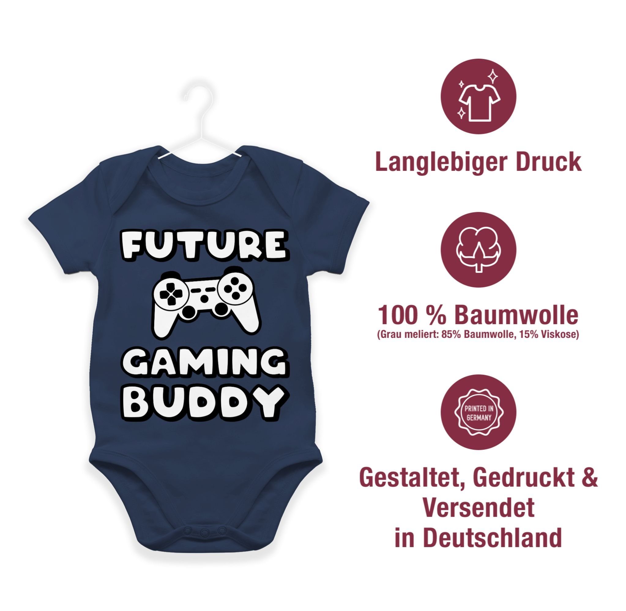 Baby Shirtbody Sprüche Navy Shirtracer 2 Future Buddy Gaming Blau