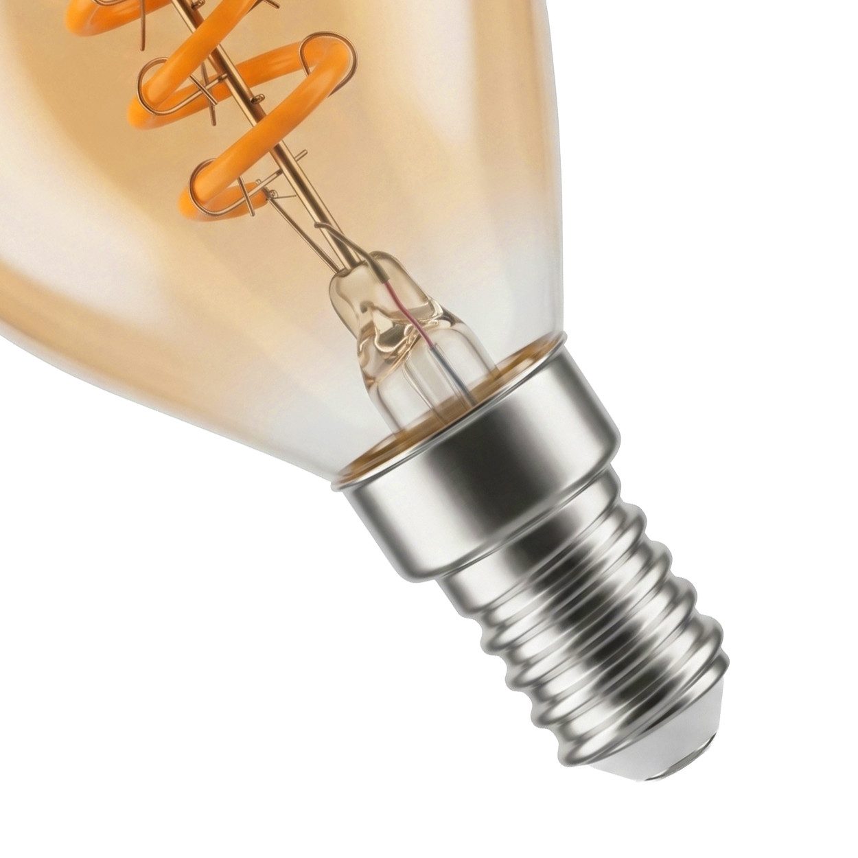 hofstein LED-Leuchtmittel 4er Set Glühbirne Extra Warmweiß dimmbar 4 Watt, E14, 2200 Kelvin, 220 Lumen, Kerze, Filament Spirale, Amber – Bild 4 von 5