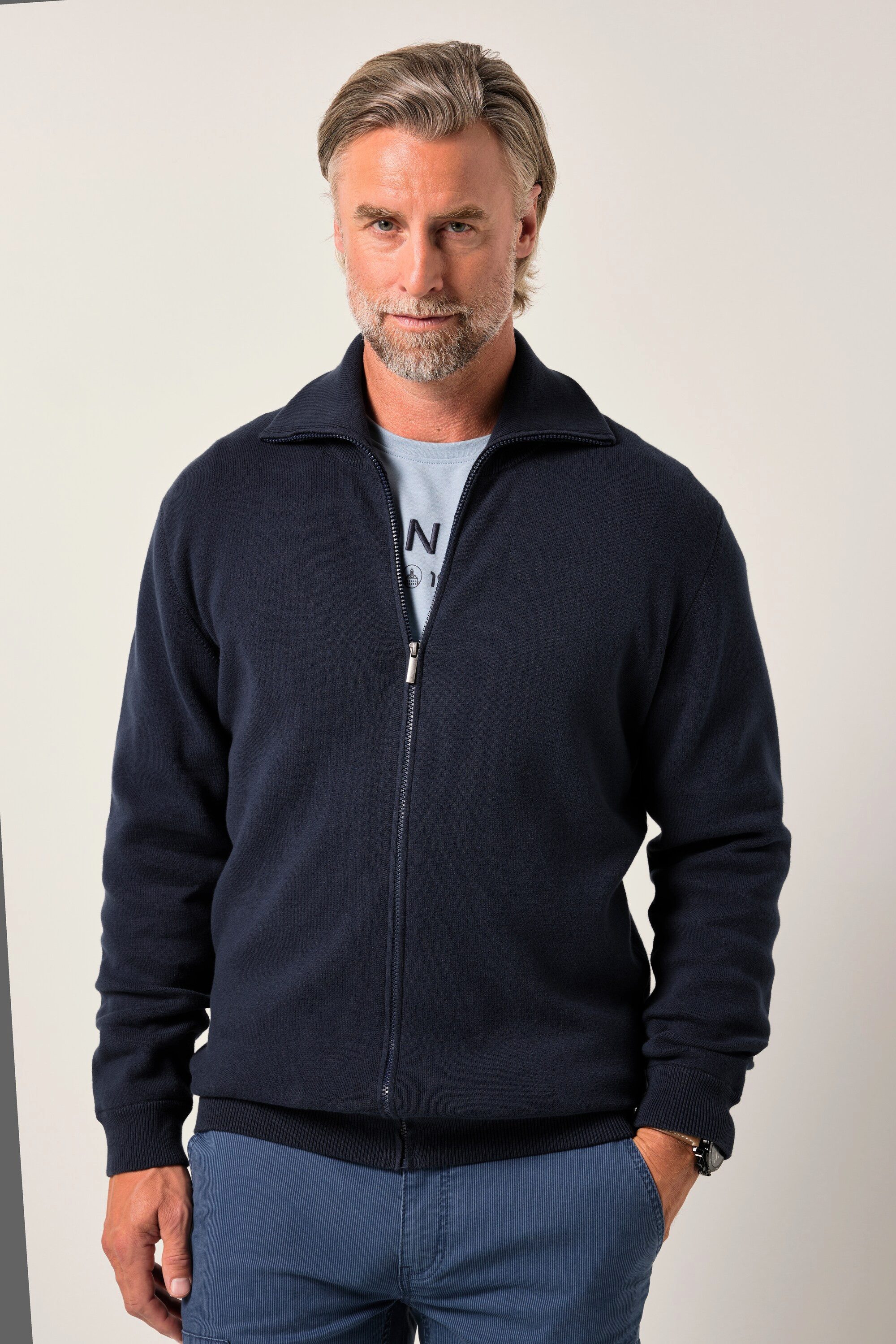 Boston Park Poloshirt Strickjacke Milanostrick Stehkragen