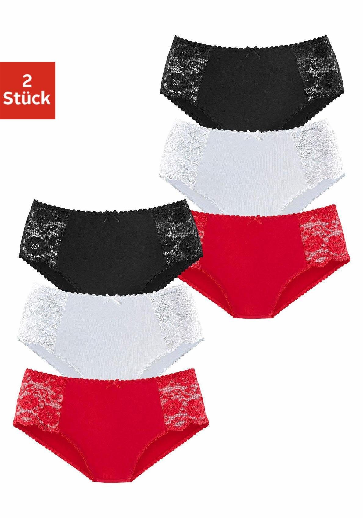 (Packung, Hüftslip rot, elastischer Baumwoll-Qualität schwarz, aus fleur 6-St) weiß petite
