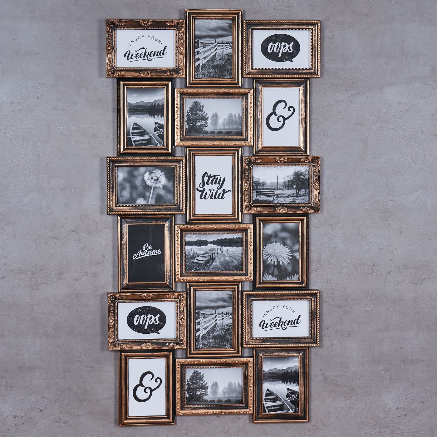 Levandeo® Bilderrahmen Collage, Bilderrahmen Schwarz Kupfer 18 Fotos 10x15c günstig online kaufen