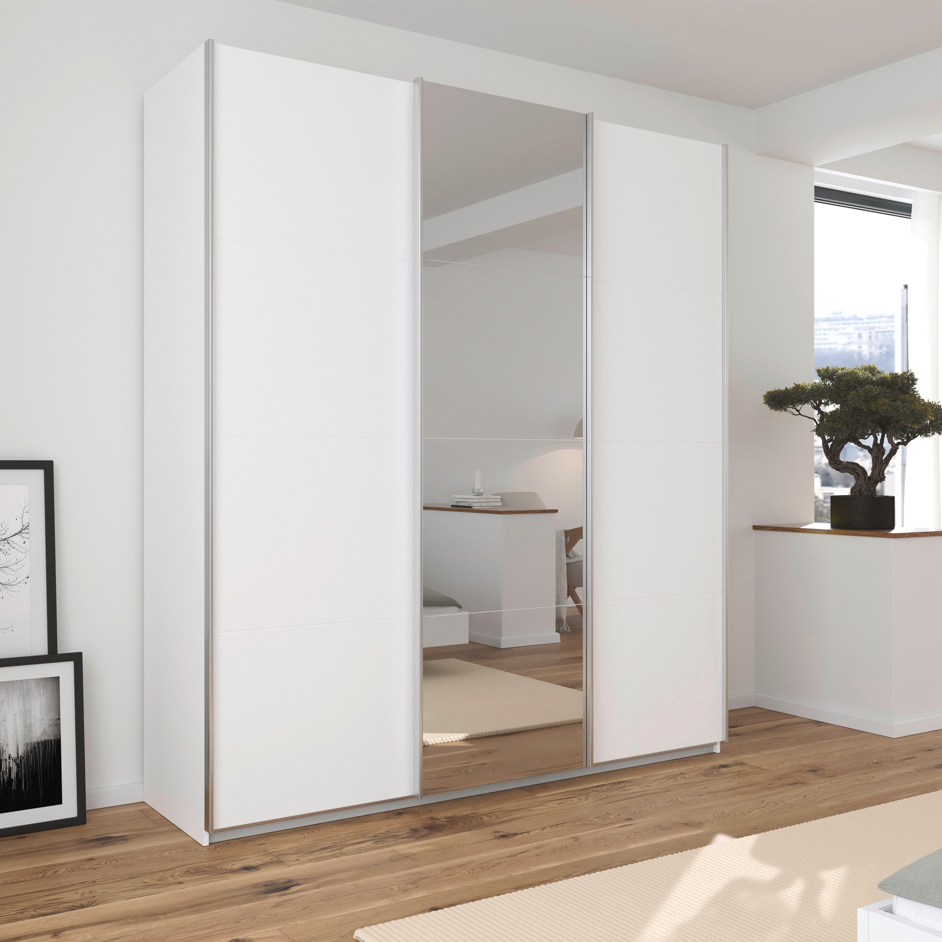 OTTO home Schwebetürenschrank Kleiderschrank Schrank Schlafzimmerschrank Garderobe AGORDO (Breiten 203/271/315/360 cm in drei Griff-Farben - NEU: Farbe SCHWARZ) Top Innenausstattung, in 4 Breiten und 2 Höhen MADE IN GERMANY
