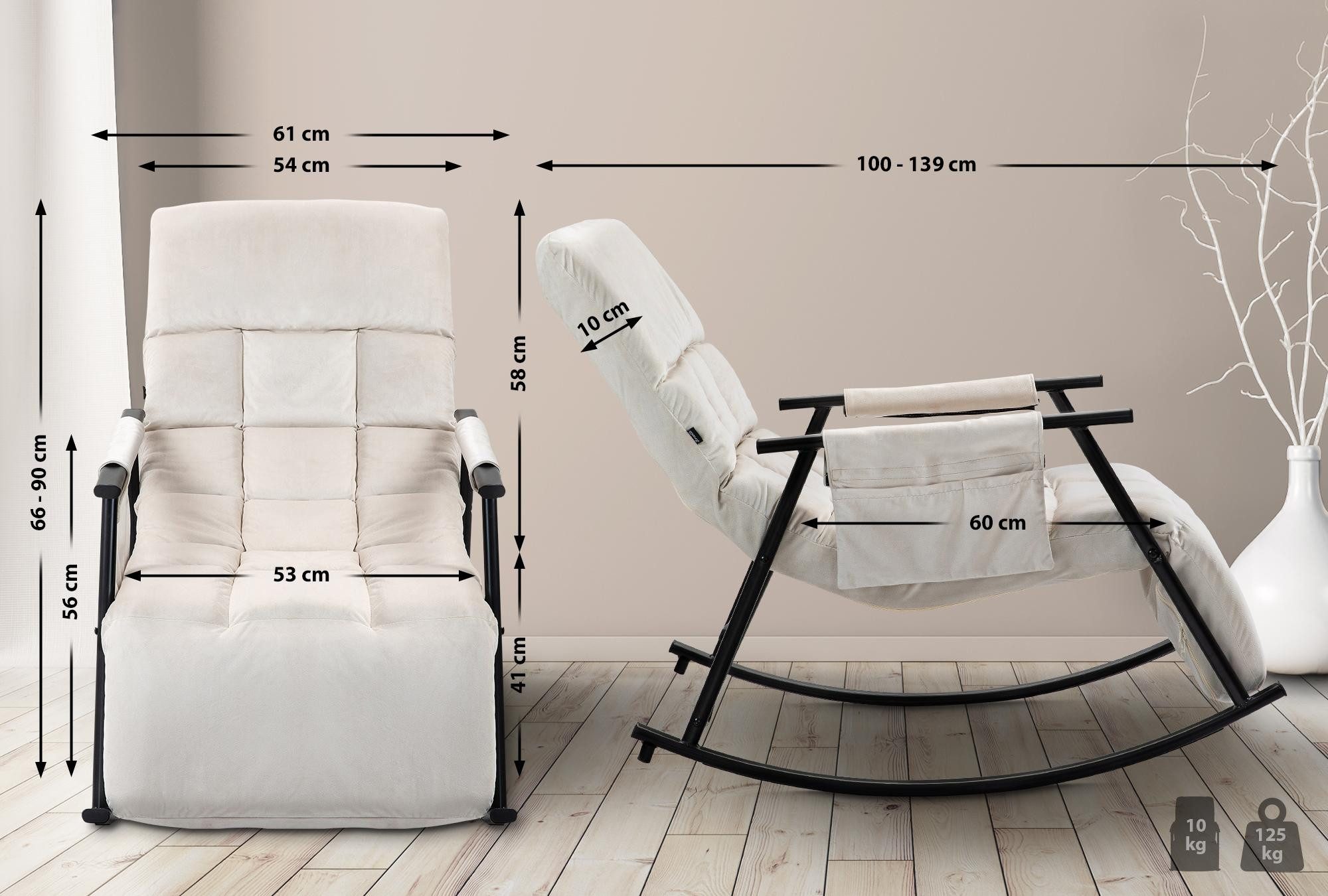 CLP Schaukelstuhl Cathy, Rückenlehne und Fußteil neigbar, mit Tasche günstig online kaufen