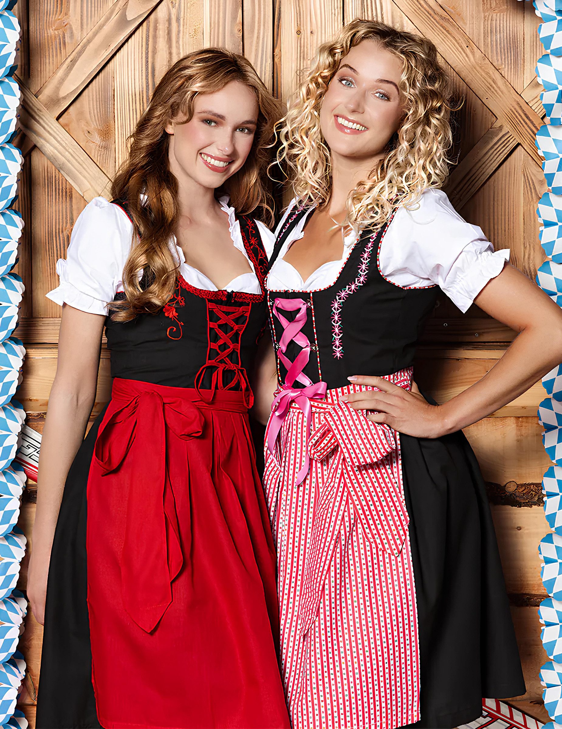 Boland Kostüm Bayerin Damenkostüm Dirndl schwarz rot Bavaroise