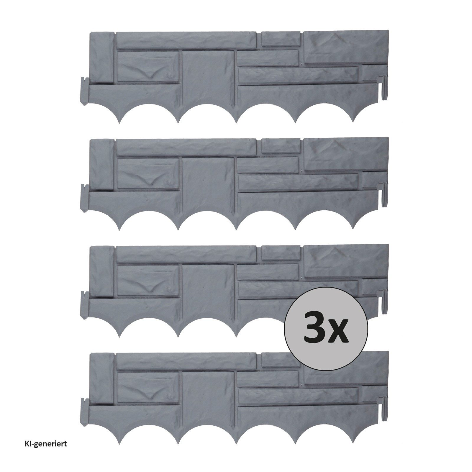HTI-Living Beetumrandung Beeteinfassung Steinoptik Nessa, LxH: 58x17.5 cm, Set, 12 Module, Beetbegrenzung Beetumrandung
