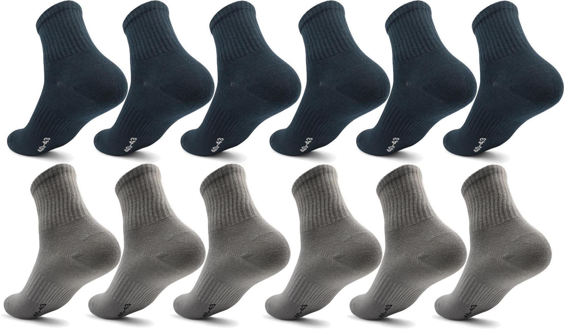 Sportsocken 12 Paar Herren Sport Sneaker Socken Quarter Socks Kurzsocken Halbsocke