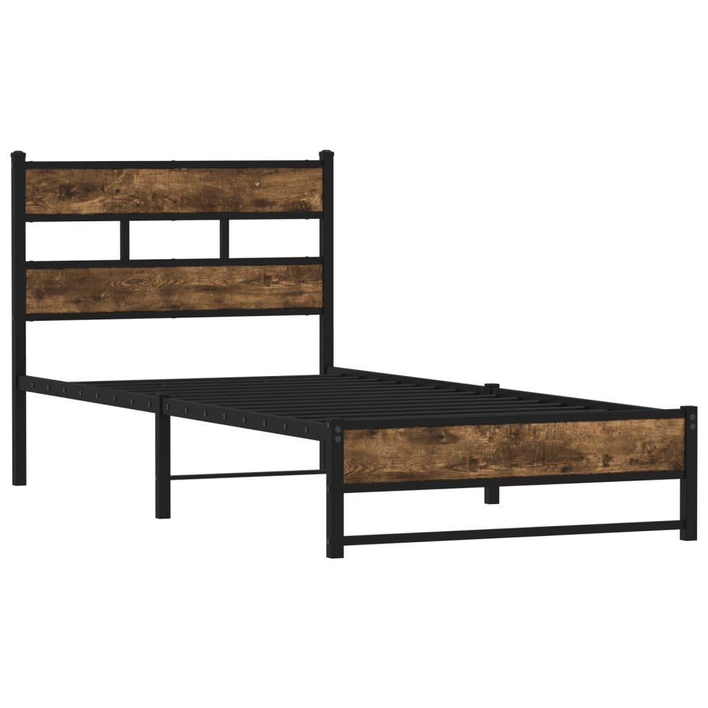 vidaXL Bett Metallbett ohne Matratze Räuchereiche günstig online kaufen