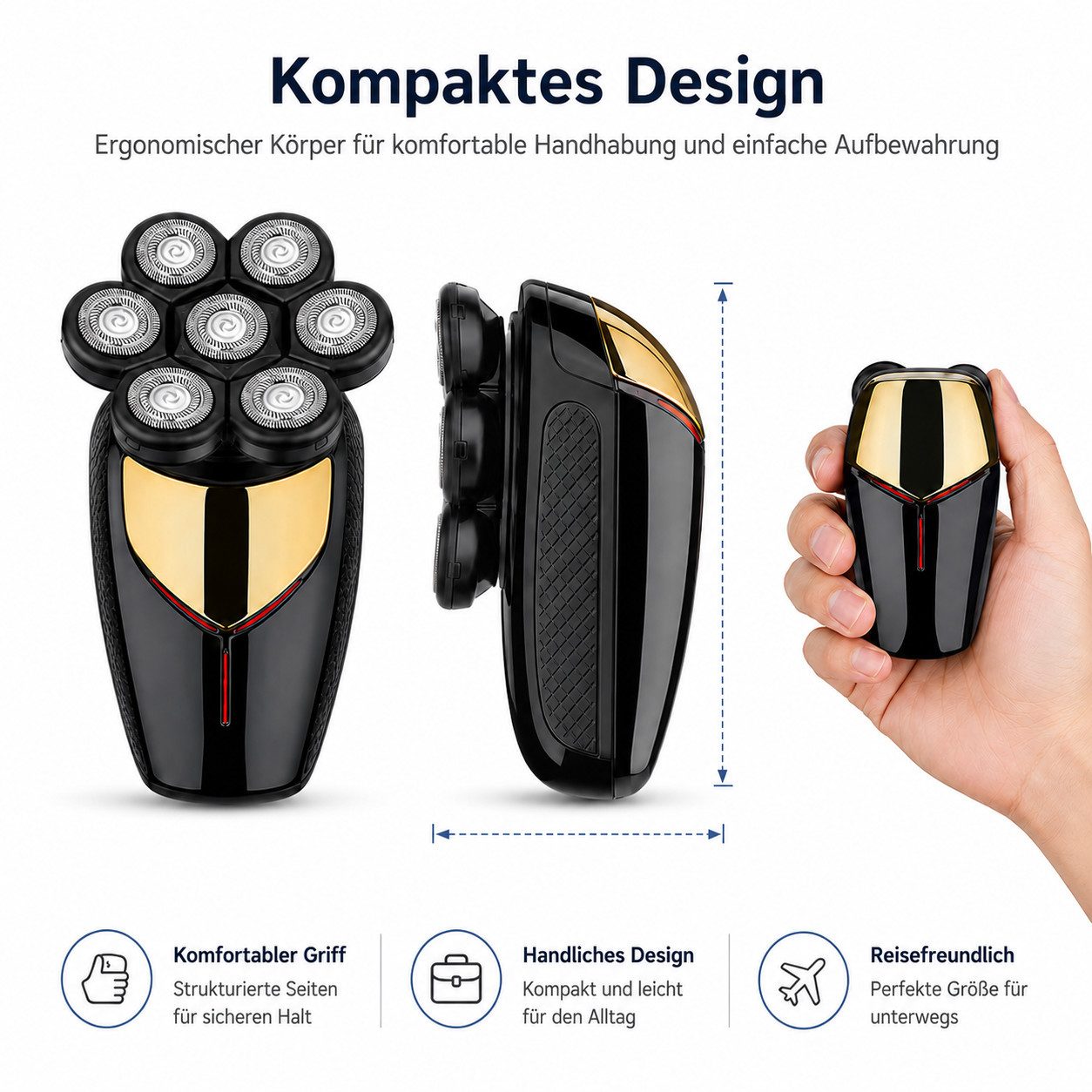 XEOOCE Nassrasierer Herren Rasierer 5-in-1, Elektrorasierer 7D, Multifunktions-Trimmer, Set