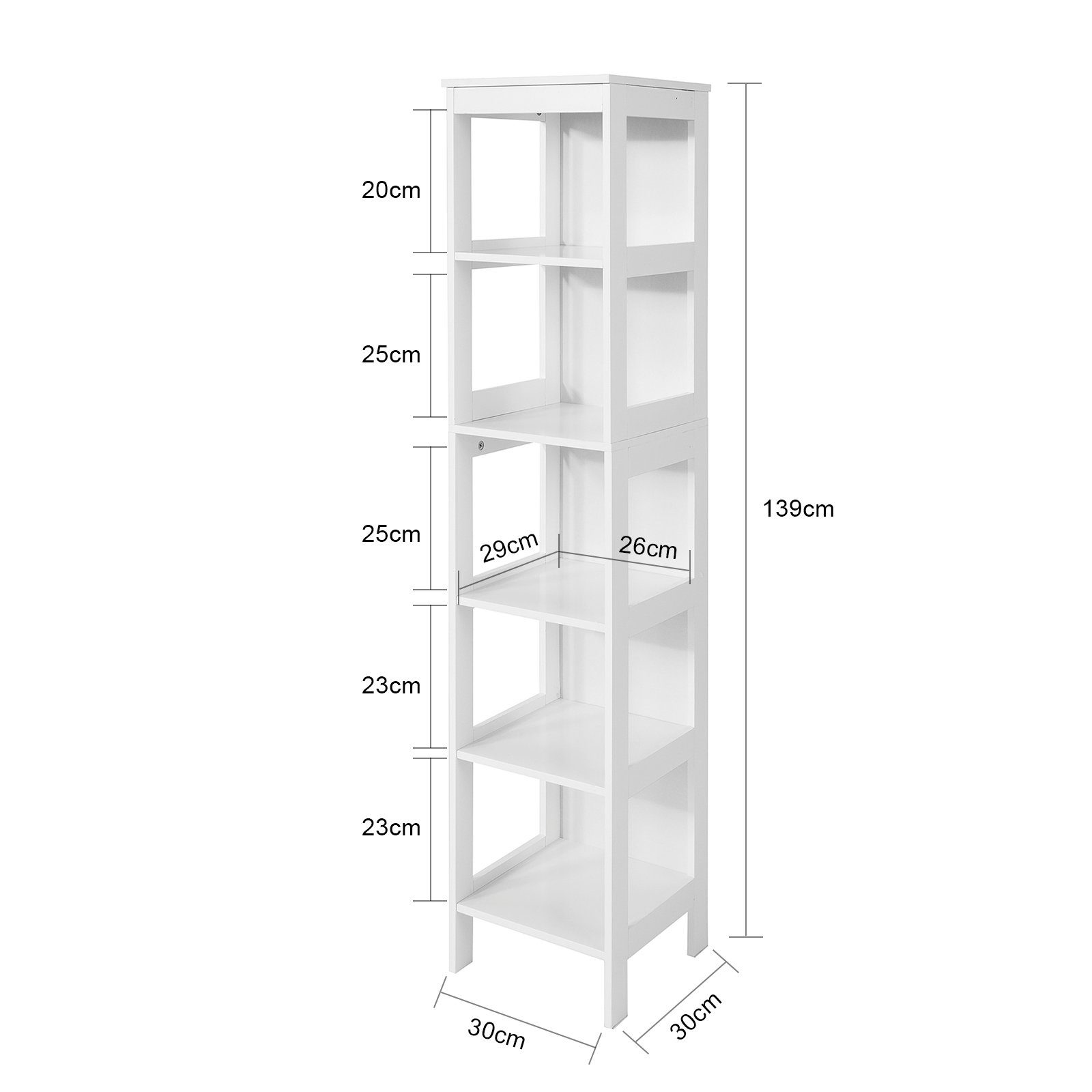 SoBuy Badregal BZR14, Bad-Hochschrank 5 Standregal Ablagen Aufbewahrungsregal mit