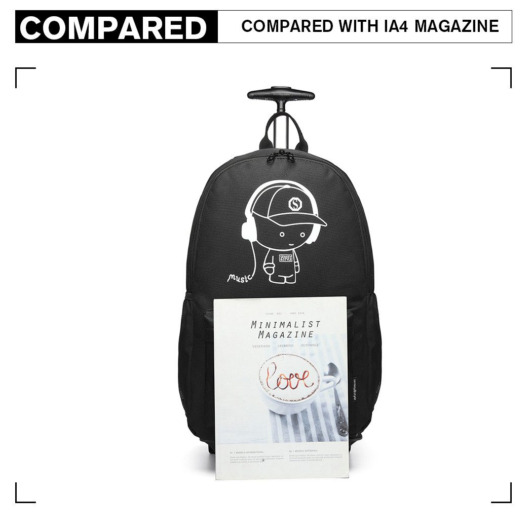 KONO Handgepäck-Trolley Rucksack Tasche mit Rollen Business Trolley Reisetasche für Polyester – Bild 4 von 5