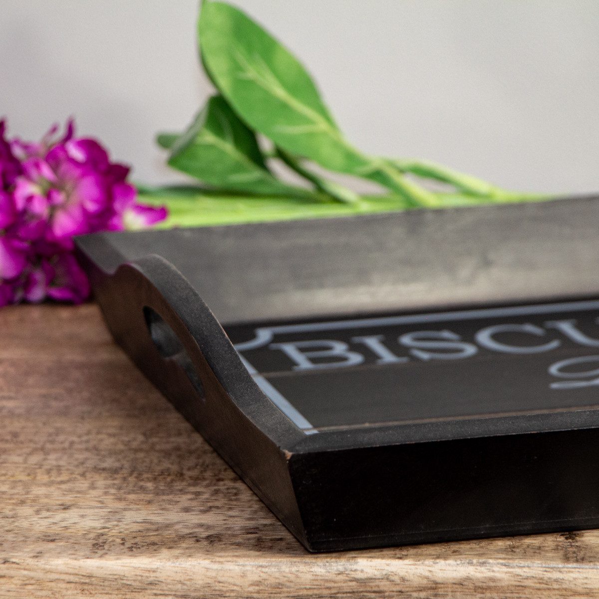 Antikas Wanddekoobjekt Rechteckiges Tablett, Textmotiv, schwarz, Serviertablett