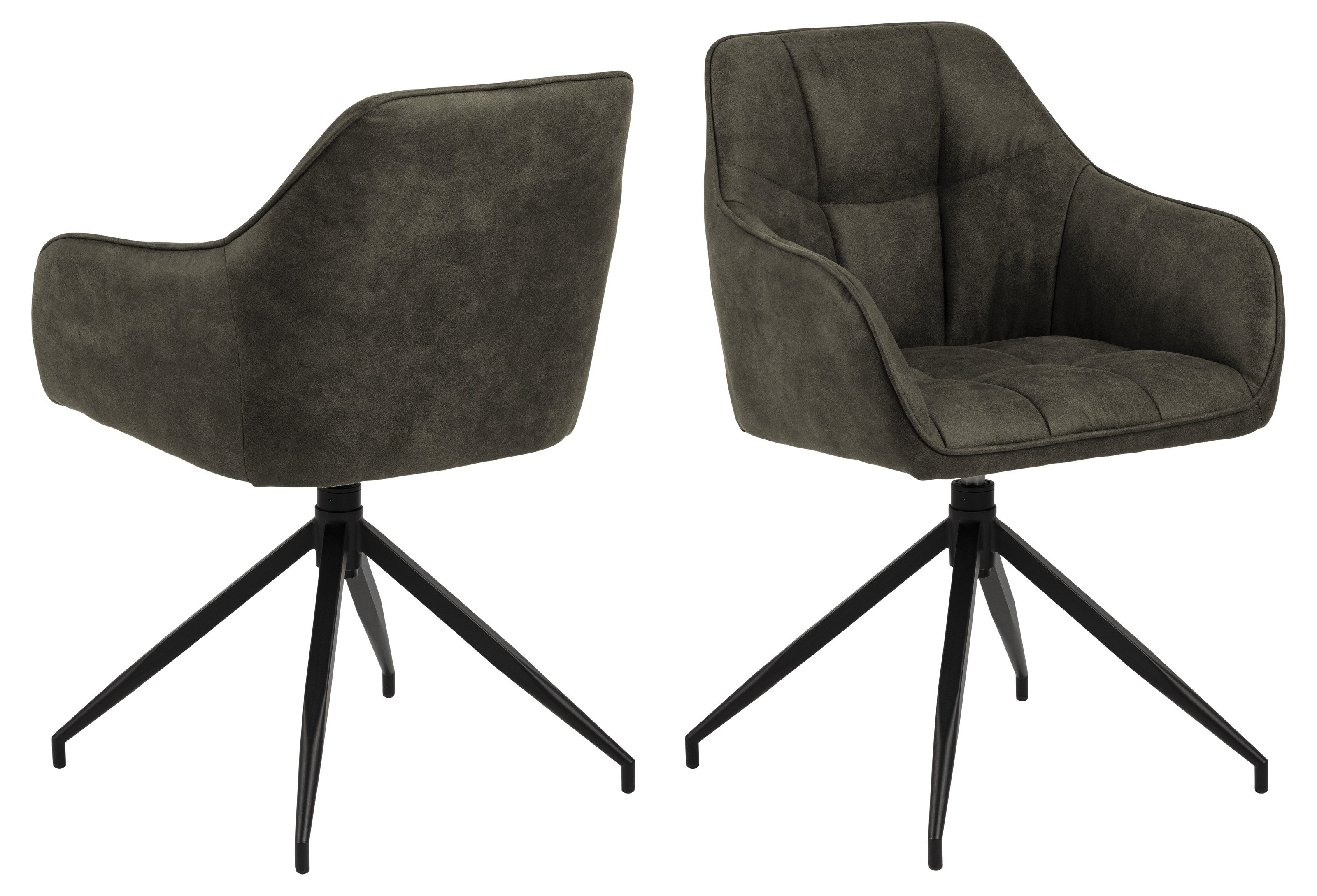 ACTONA GROUP Armlehnstuhl in olivgrün, Polyester, Stahl - 58x84,5x54,5cm (BxHxT)