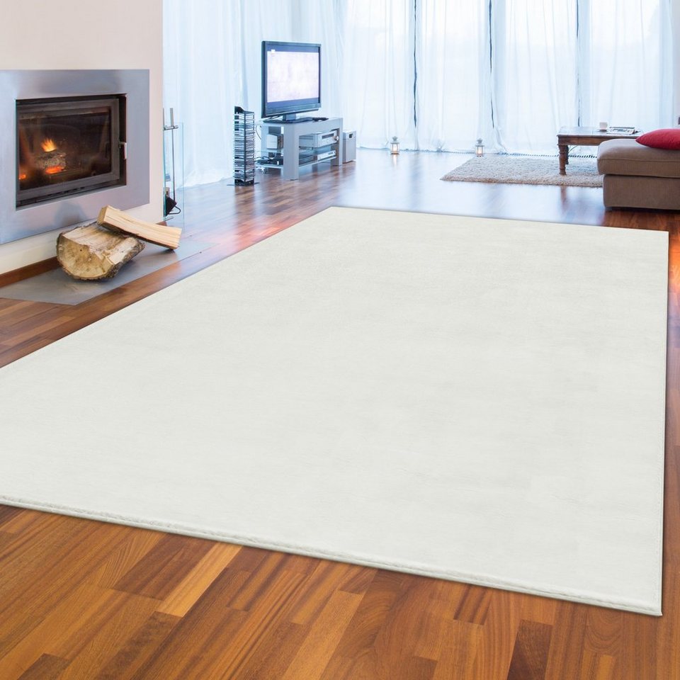 Teppich Schön weich-flauschiger Teppich „bezaubernd“ in schneeweiß, Teppich-Traum,  rechteckig, Höhe: 16 mm