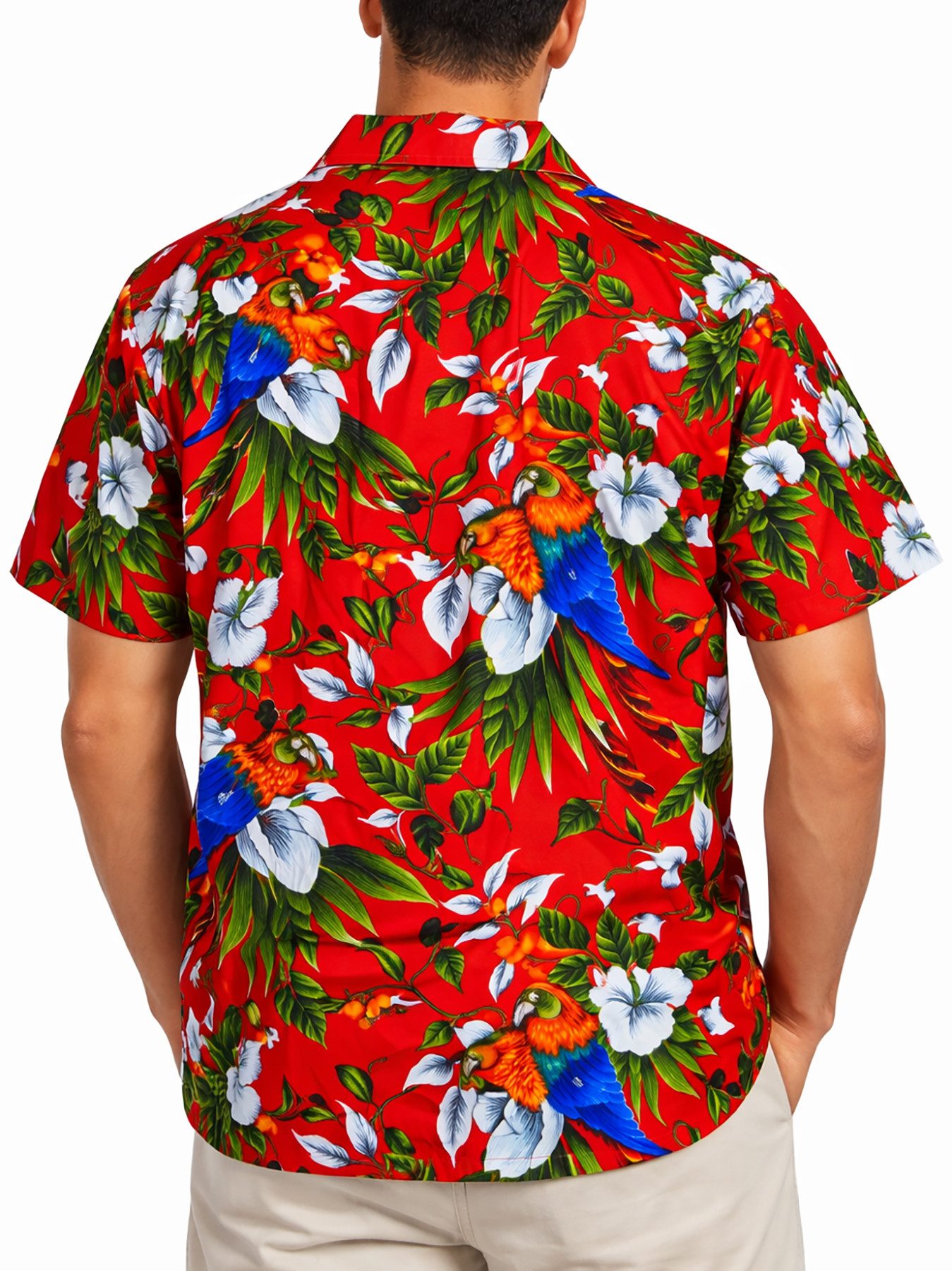 King Kameha Hawaiihemd "Cherry Parrot" Funky Hawaiihemd Herren Kurzarm Fronttasche Sommerhemd – Bild 4 von 5