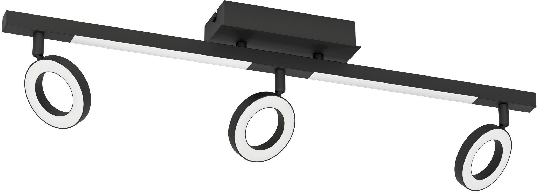 und 2, Warmweiß CARDILLIO EGLO - Deckenspot aus schwarz fest in Alu, LED Deckenspot integriert, 3,2W - Stahl 3,3W Warmweiß,