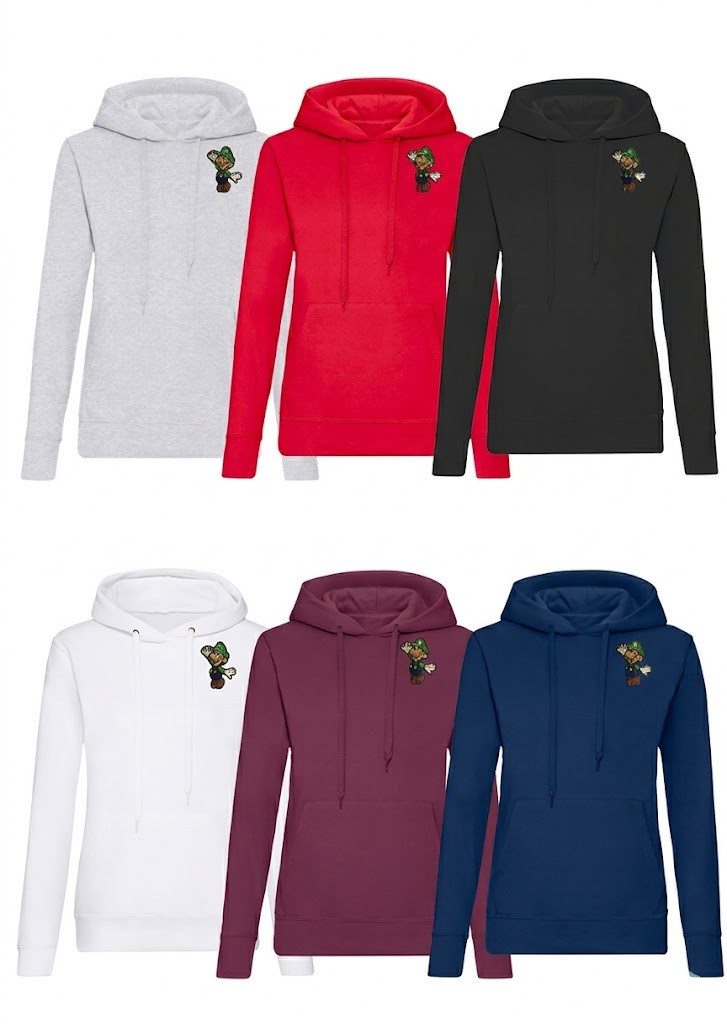 Blondie & Brownie Hoodie Luigi Patch Retro Super Mario Wario Yoshi Peach Damen Hoodie Klassisches Damen-Kapuzenshirt Retro-Klempner