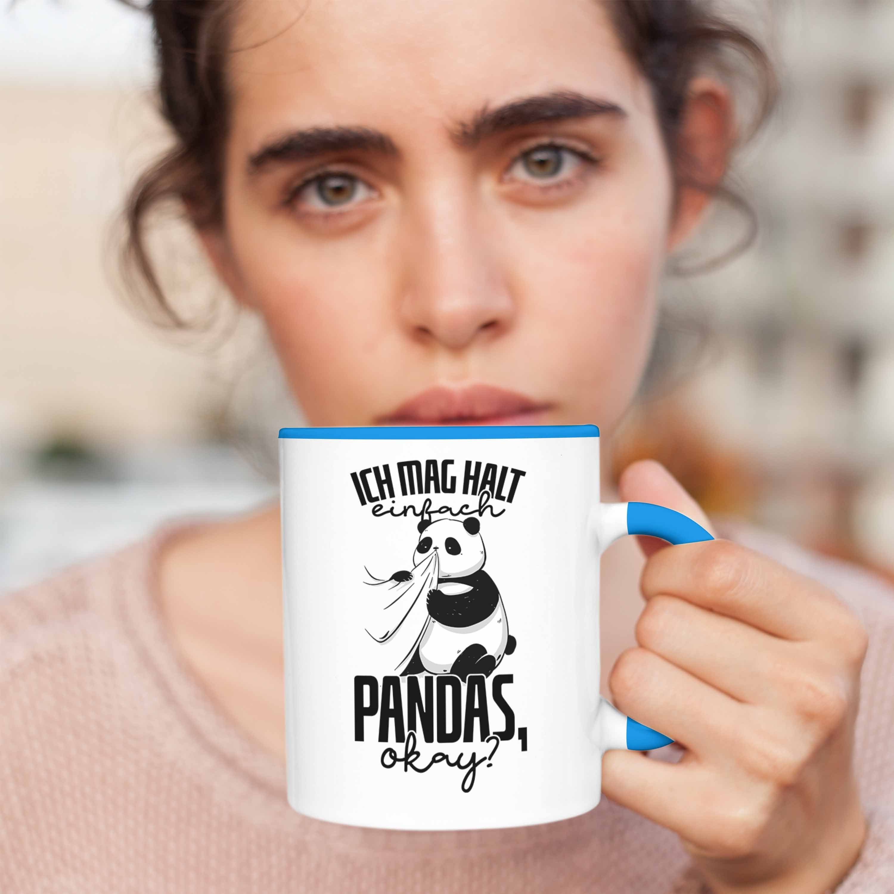 Trendation Tasse Lustige Tasse Panda-Motiv Blau Pa Panda Geschenk Geschenkidee Tierliebhaber