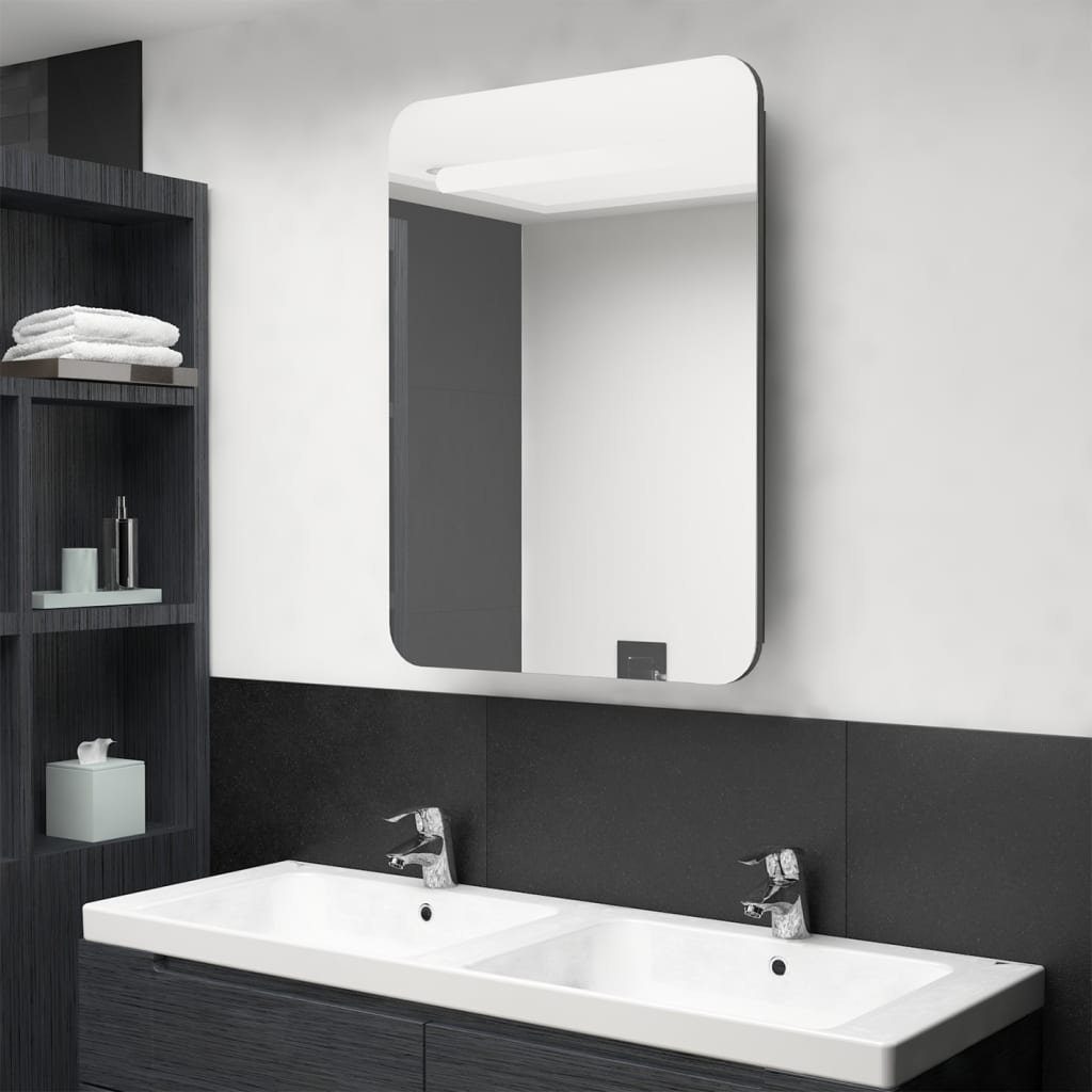 cm Anthrazit vidaXL Badezimmerspiegelschrank LED-Bad-Spiegelschrank (1-St) 60x11x80