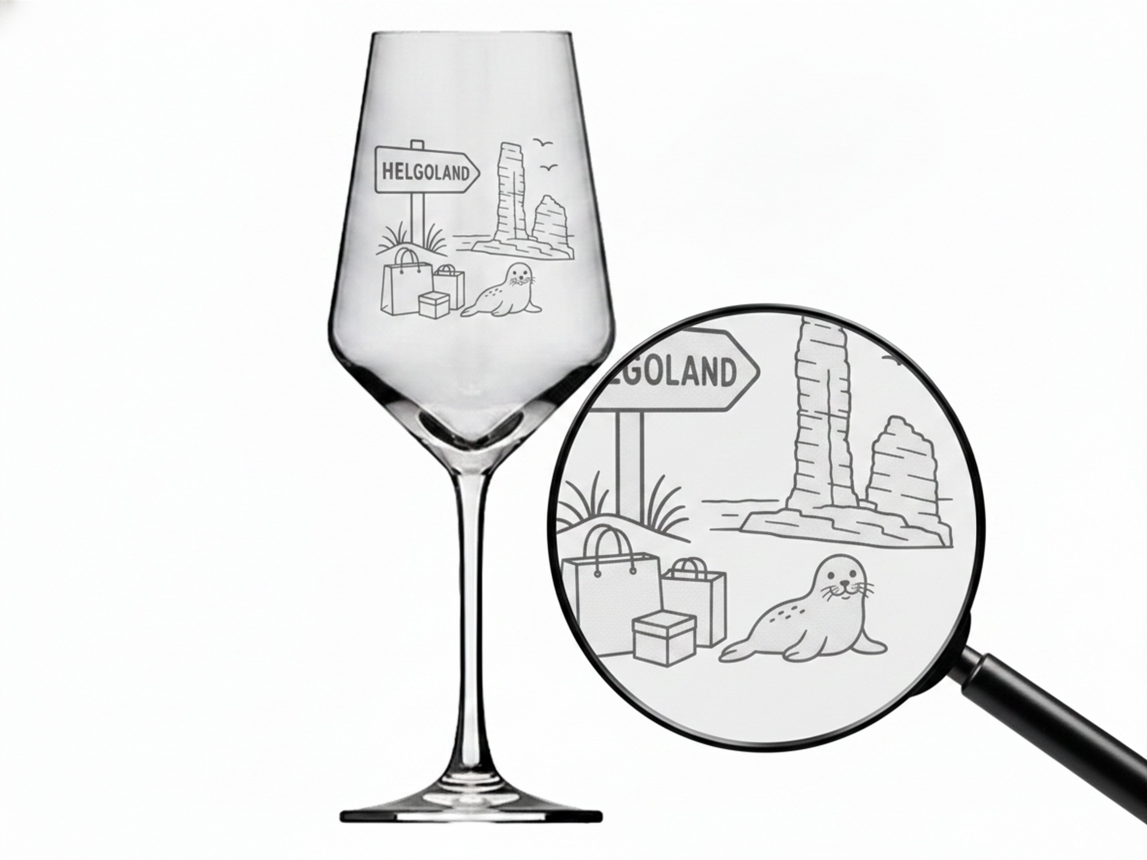 Valhalla Weinglas Valhalla Weinglas Helgoland Gravur 350 ml spülmaschinenfest, 1-tlg., Glas, Atemberaubende Darstellung