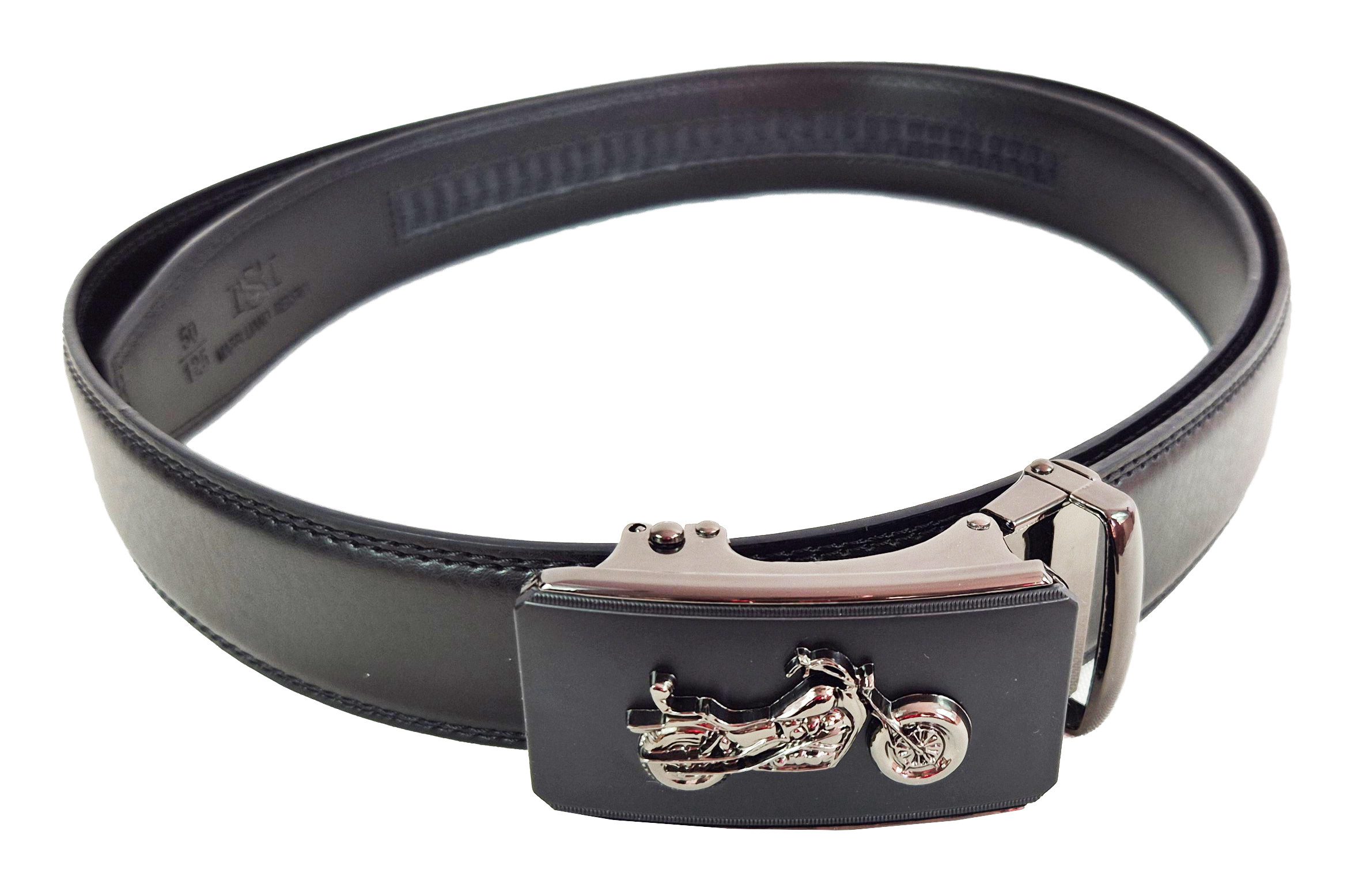 Einkaufszauber Ledergürtel Echt Leder Designer Gürtel Motorrad Motorrad auf der Metallschnalle – Bild 5 von 5