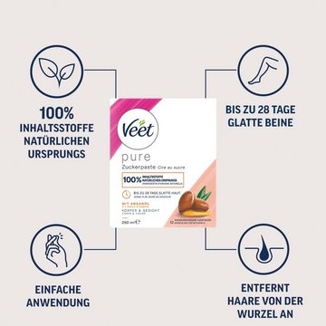 Veet Zuckerpaste Pure Zuckerpaste mit Arganöl, Sugaring Paste für die Haarentfernung an Körper & Gesicht