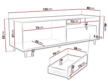 MIRJAN24 TV-Schrank Ferido 1K1SZ (mit Klappe und Schublade) Griffloses Öffnungssystem push to open