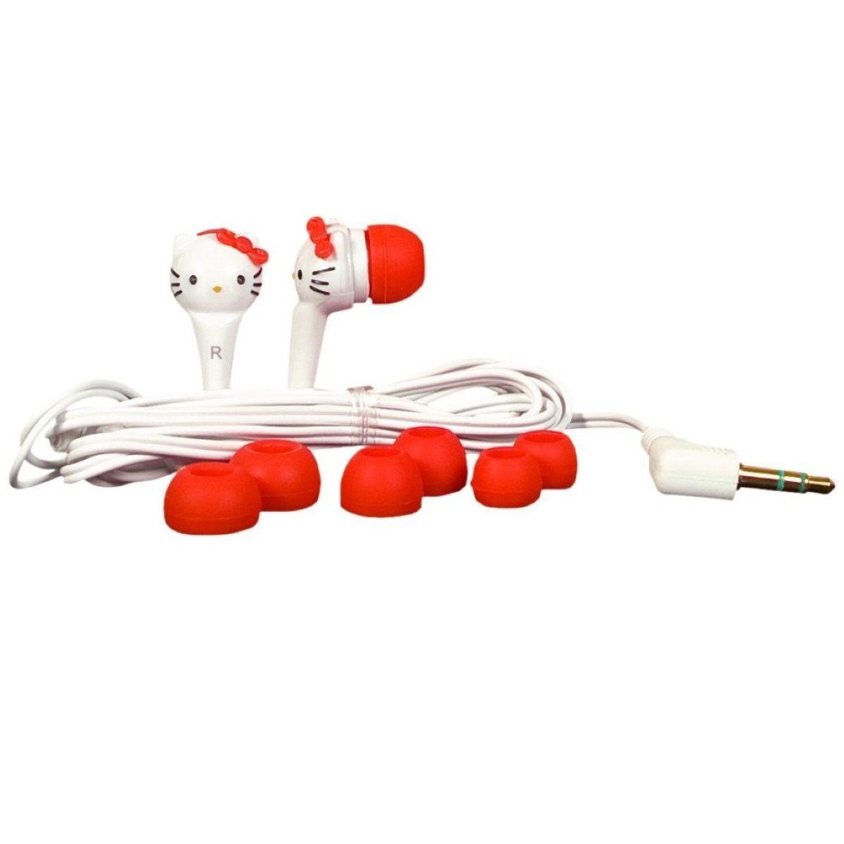 Vidis Hello Kitty In-Ear Kopfhörer + Aufkleber In-Ear-Kopfhörer (Stereo, 3,5mm, 3,5mm Klinke Stereo Ohrhörer Headset Silikon-Ohrpolster)