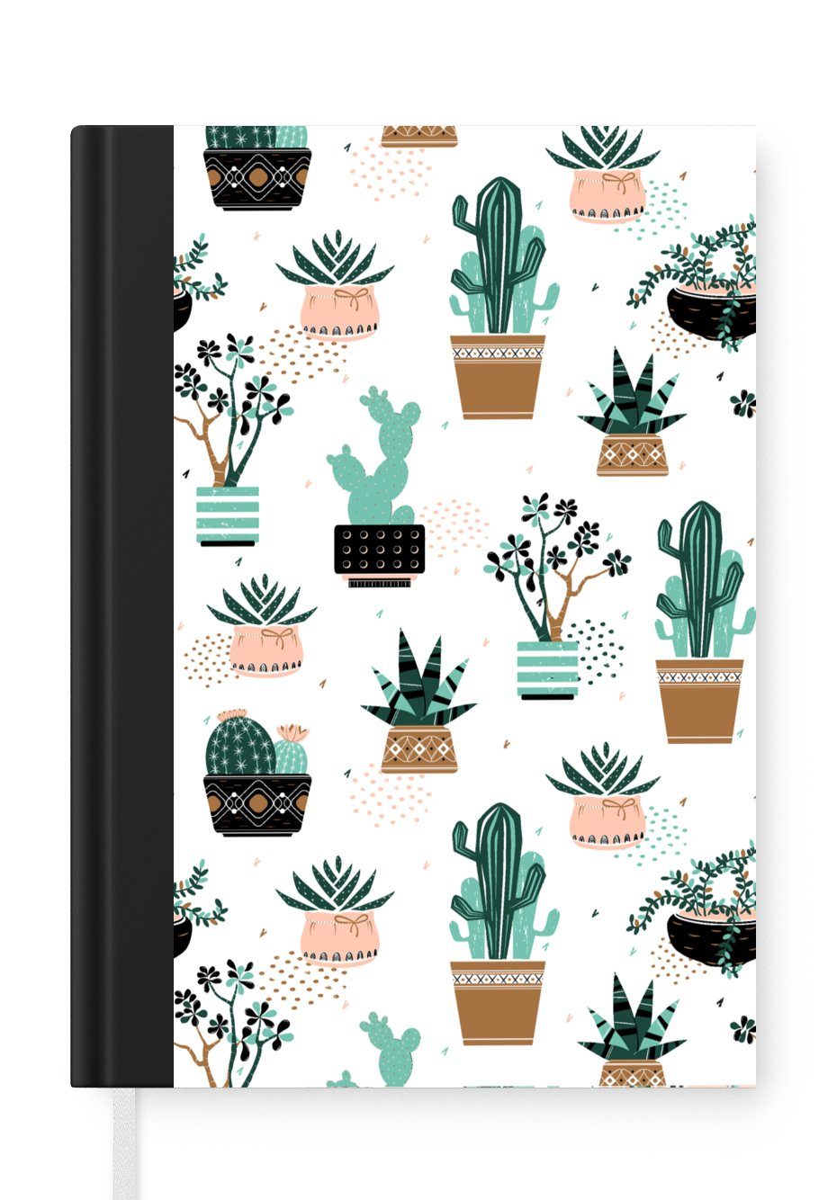 MuchoWow Notizbuch Muster - Kaktus - Pflanzen, Journal, Merkzettel, Tagebuch, Notizheft, A5, 98 Seiten, Haushaltsbuch | Notizbücher