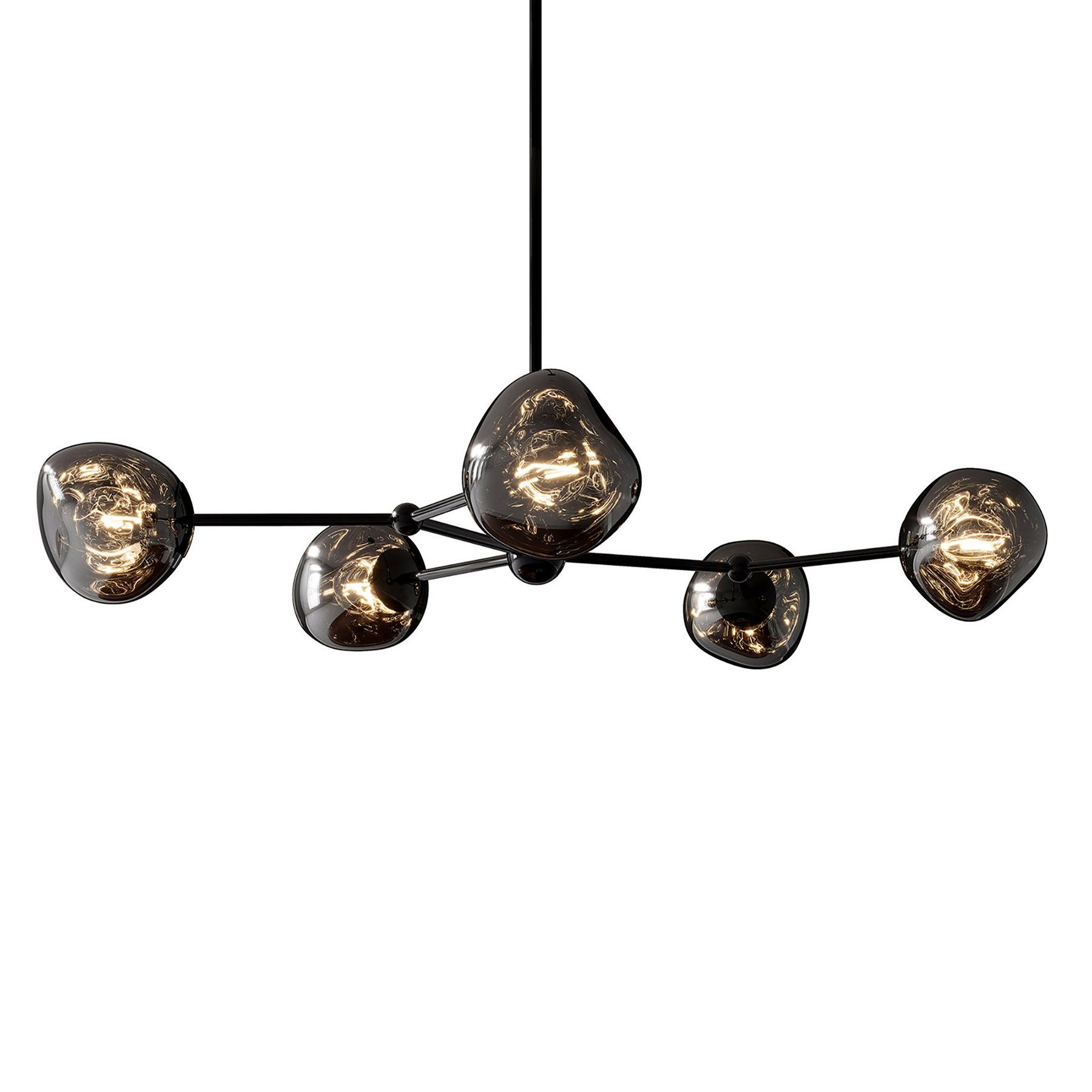 riess-ambiente Hängeleuchte LIQUID DIAMOND 100cm smoke – 5-flammige Glas-Kugelleuchte, keine besonderen Funktionen, ohne Leuchtmittel, Pendelleuchte Design, edle Metall-Optik, für Esszimmer