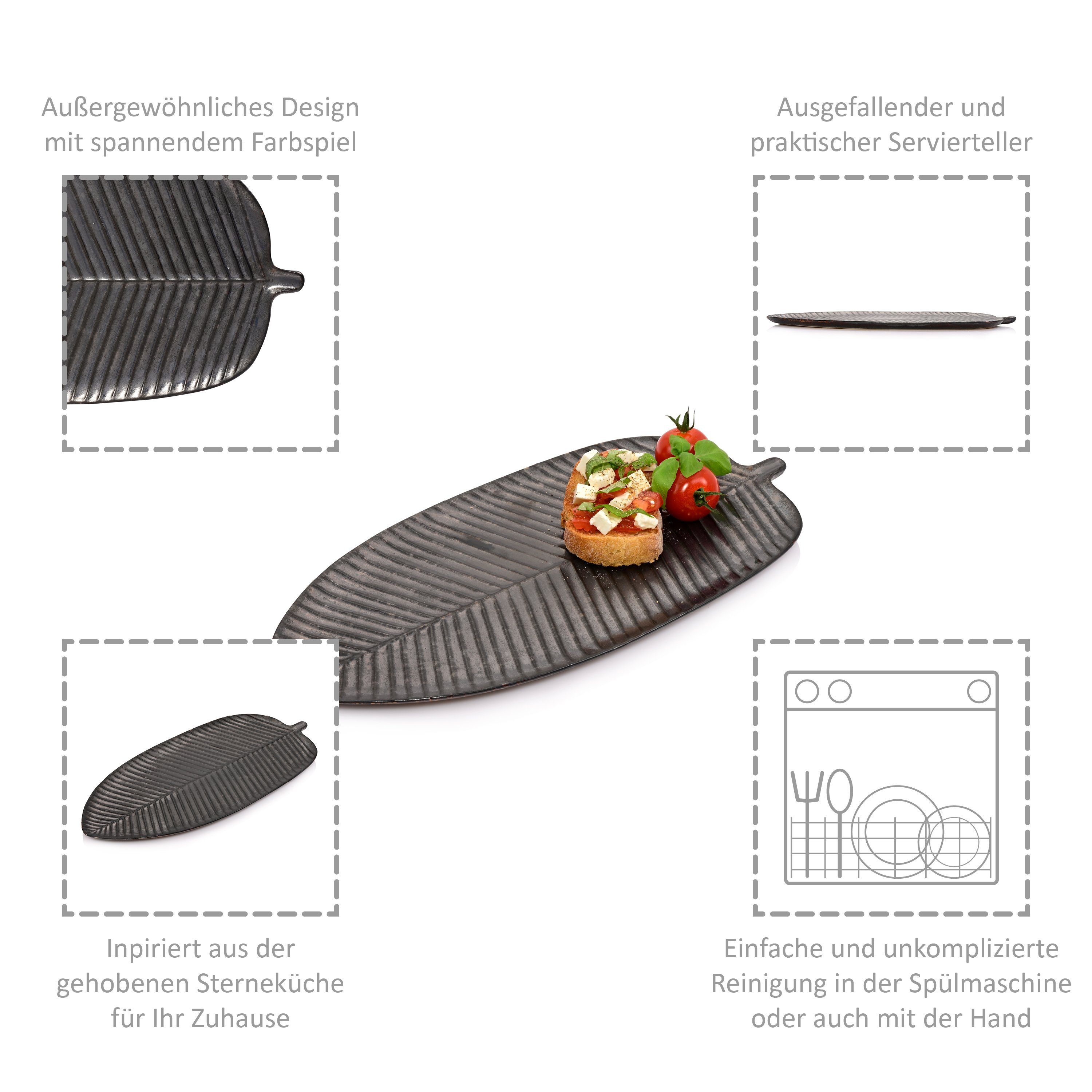 SÄNGER Servierteller Tombey, Schwarz, Steingut, (Set, 1-tlg., Servierteller), Unikat, Handmade, Premium Collection