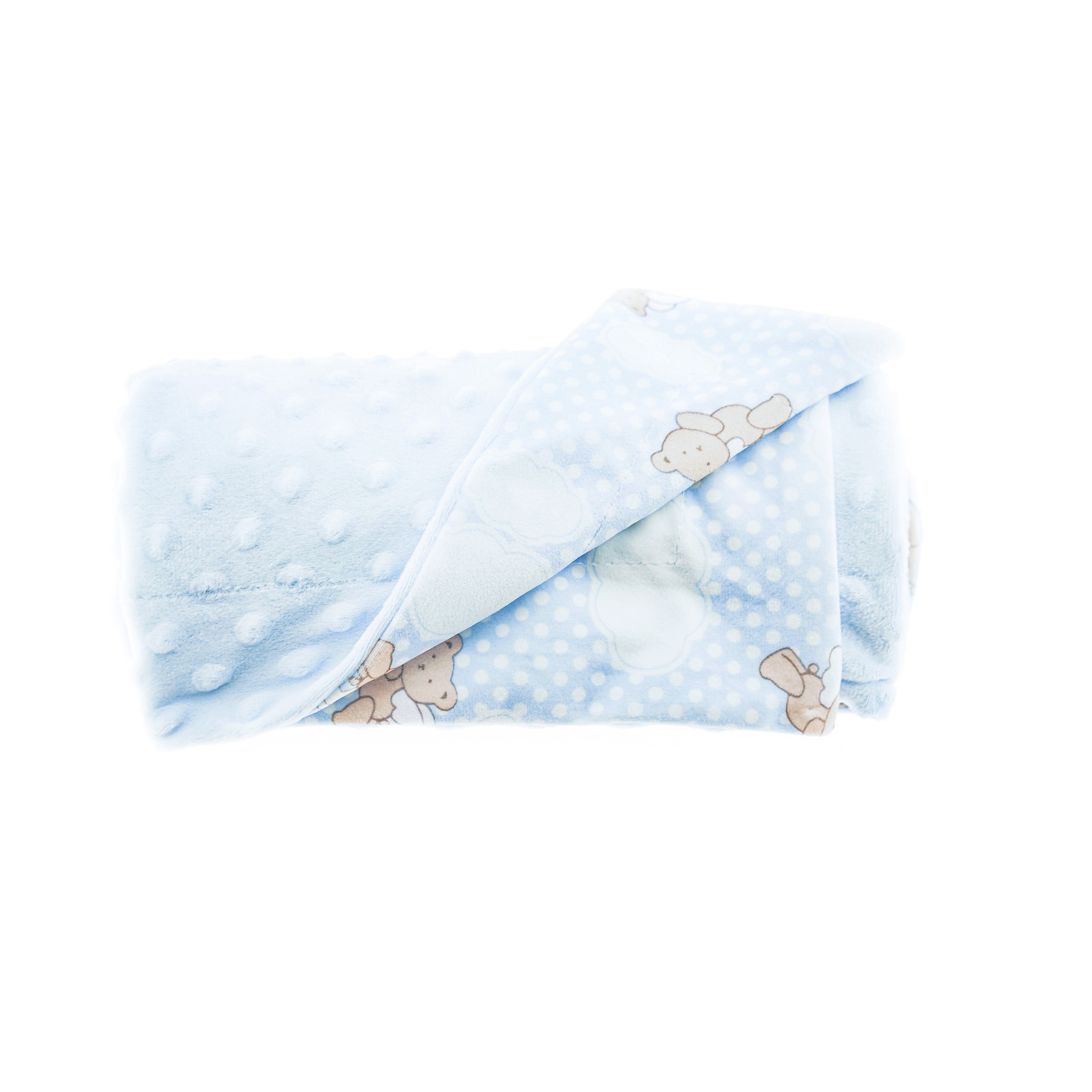 Babydecke Babydecke Doppellagig 75cm x 100cm mit Bären Mustern und Motiven, Almina Babyblau