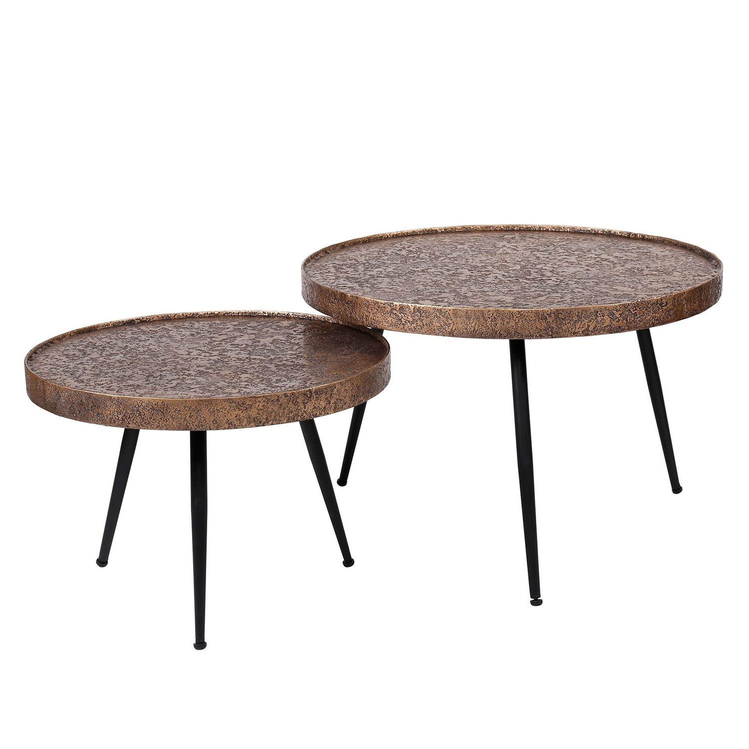 Couchtisch 2er Set rund antik bronze Beistelltische