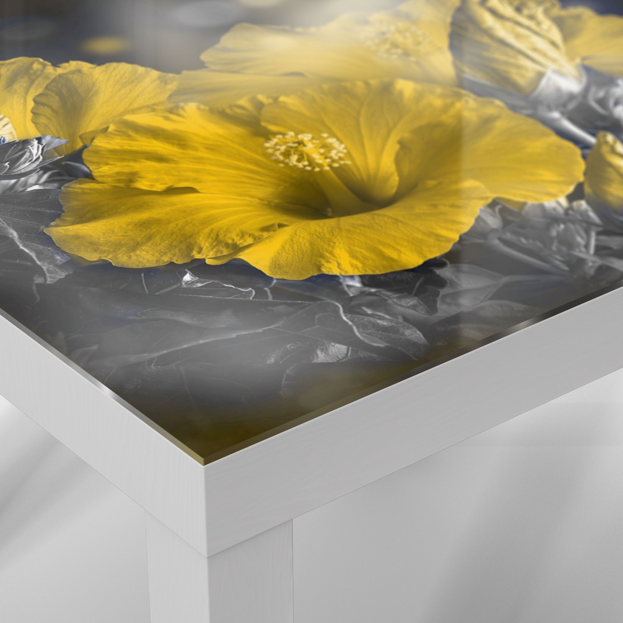 'Blüten Weiß Couchtisch Glastisch DEQORI modern Roseneibisch', Glas des Beistelltisch