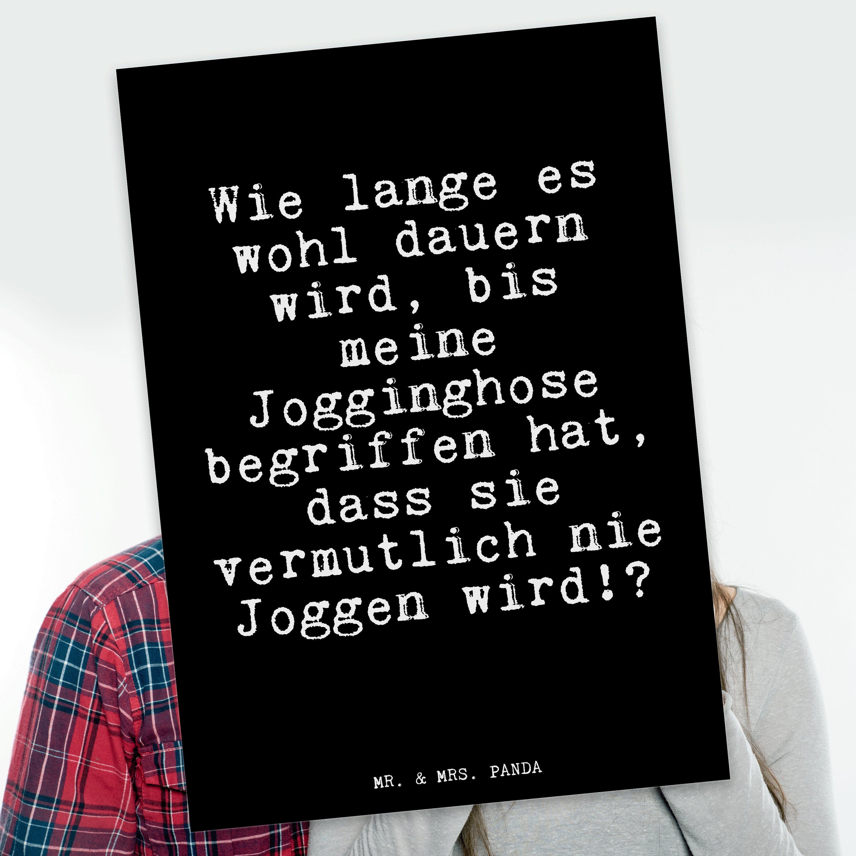 Mr. & Mrs. Panda Postkarte »Wie lange es wohl... Schwarz Geschenk