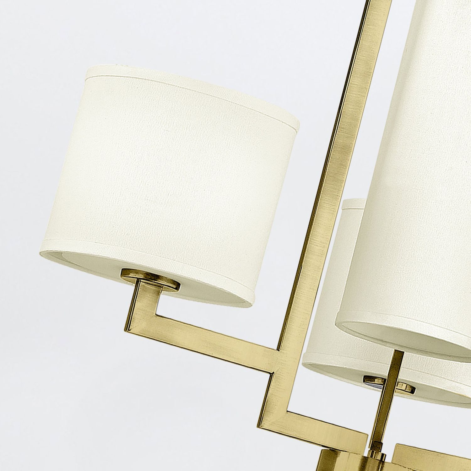 Licht-Erlebnisse Kronleuchter POLILLA, ohne Leuchtmittel, Stoff Metall H: max. 222,1 cm B: 62,9 cm in Messing gebürstet Weiß