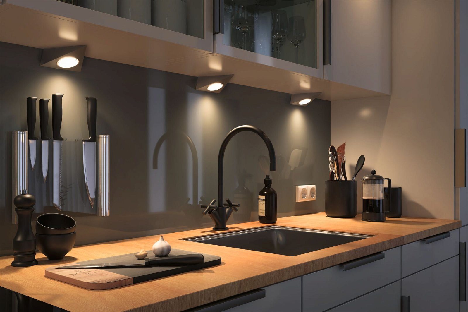 Paulmann Unterschrankleuchte Clever Connect Trigo 3x2,1W 12VA DC 12V Nickel gebürstet/Metall, LED fest integriert, Tageslichtweiß, Starter-Set, 2700-6500K