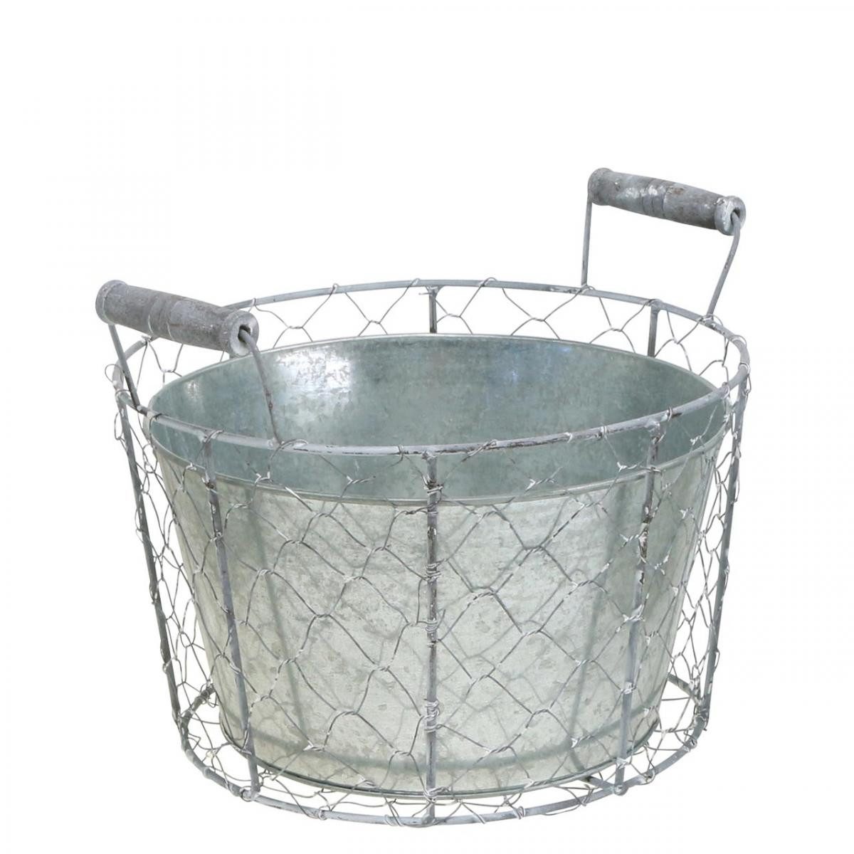 Übertopf Drahtkorb Topf Vintage zum Bepflanzen Ø26cm Metallkorb Frühlingsdeko