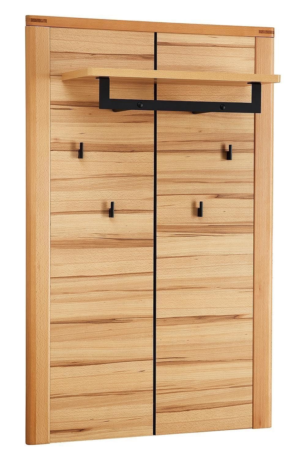 Vito CAMBRA, Wildeiche Dekor, Wildeiche massiv lackiert, 4 Haken, 1 Kleiderstange, Hutablage, B 80 x H 127 x T 30 cm