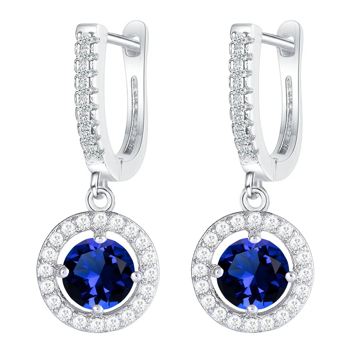 LÖB Paar Creolen 18K Weißgold Creolen vergoldet Zirkonia Anhänger Silber Sa günstig online kaufen