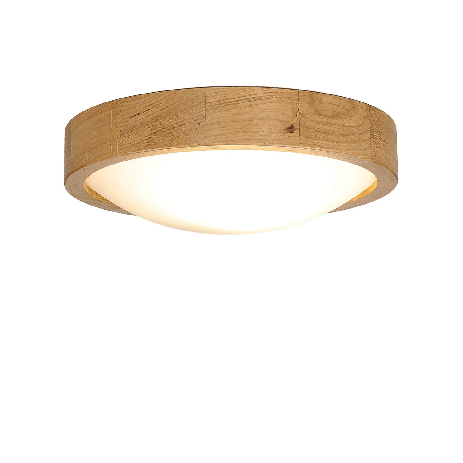 Deckenlampe FERNLY, Ø27cm Deckenleuchte rund Licht-Erlebnisse ohne Wohnzimmer Holz Schirm Leuchtmittel, Glas
