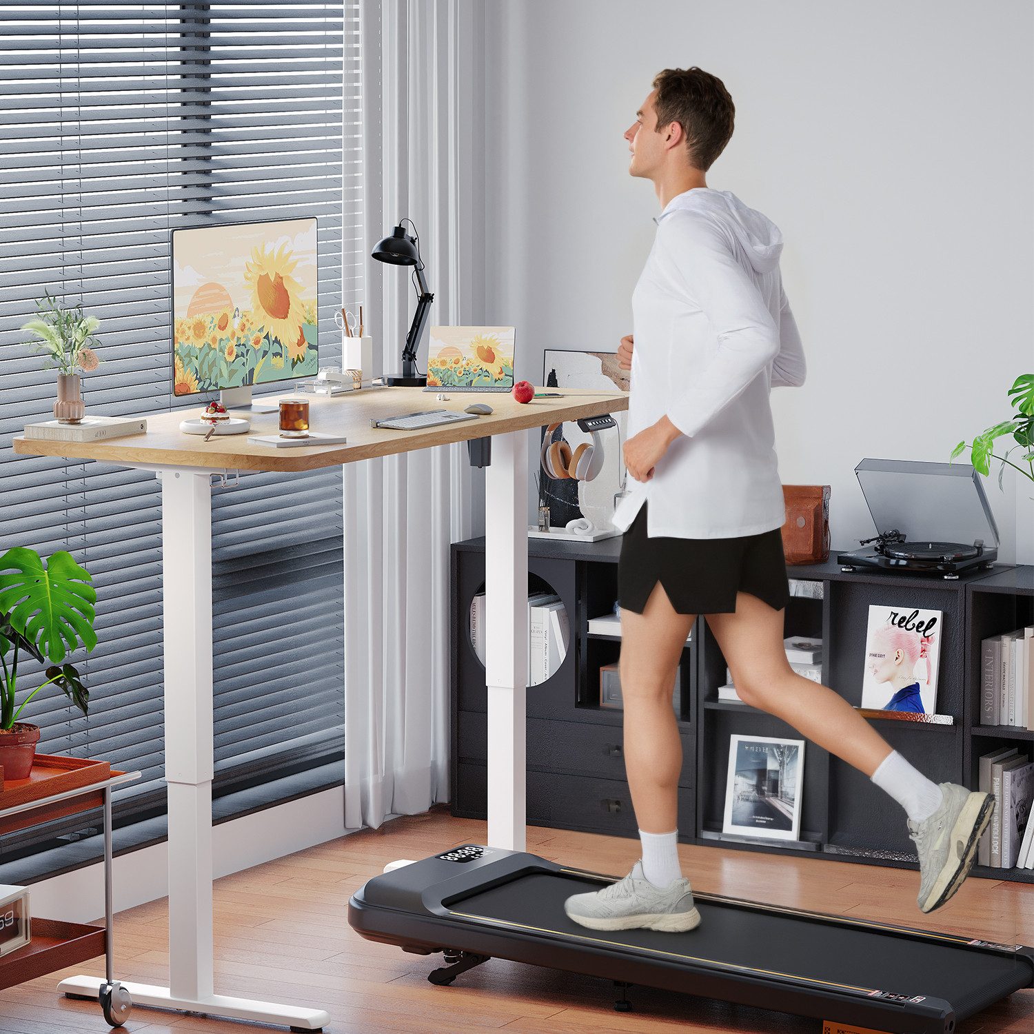 HOMALL Schreibtisch Schreibtisch Höhenverstellbarer mit Gedächtnis und Sitzerinnerung (2-lagige Hohenverstellung mit sitzender Erinnerungsfunktion und USB-Ladeanschluss)