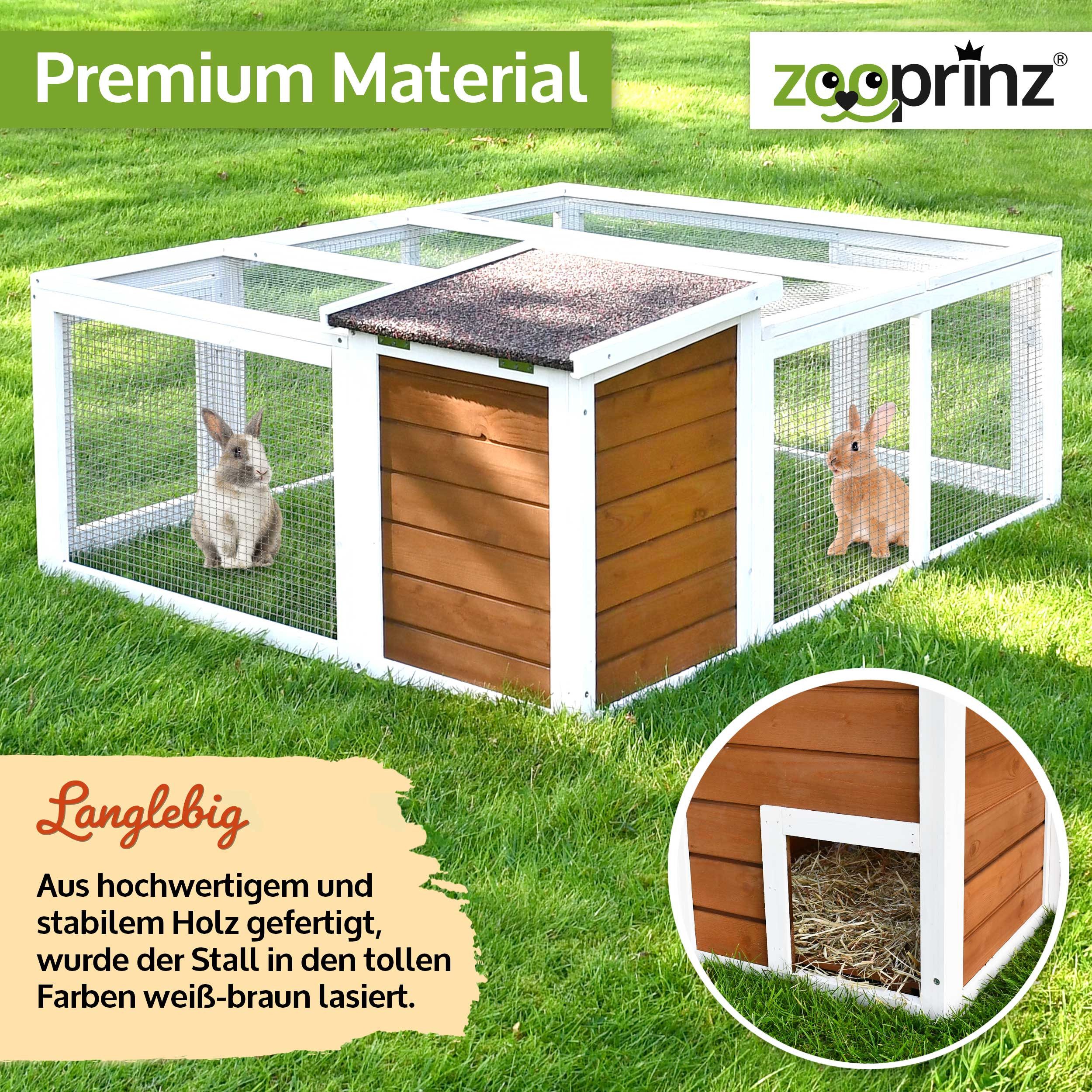 Zooprinz Freigehege Comfort mit Haus XXL, Wetterfest, Bitumen Klappdach