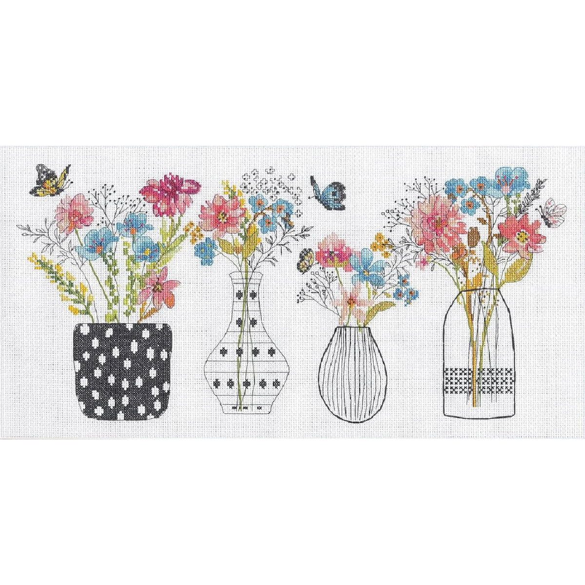 Dimensions Kreativset Dimensions Kreuzstich Stickpackung "Wildblumenvasen", Zählmuster, 40, (embroidery kit by Marussia)