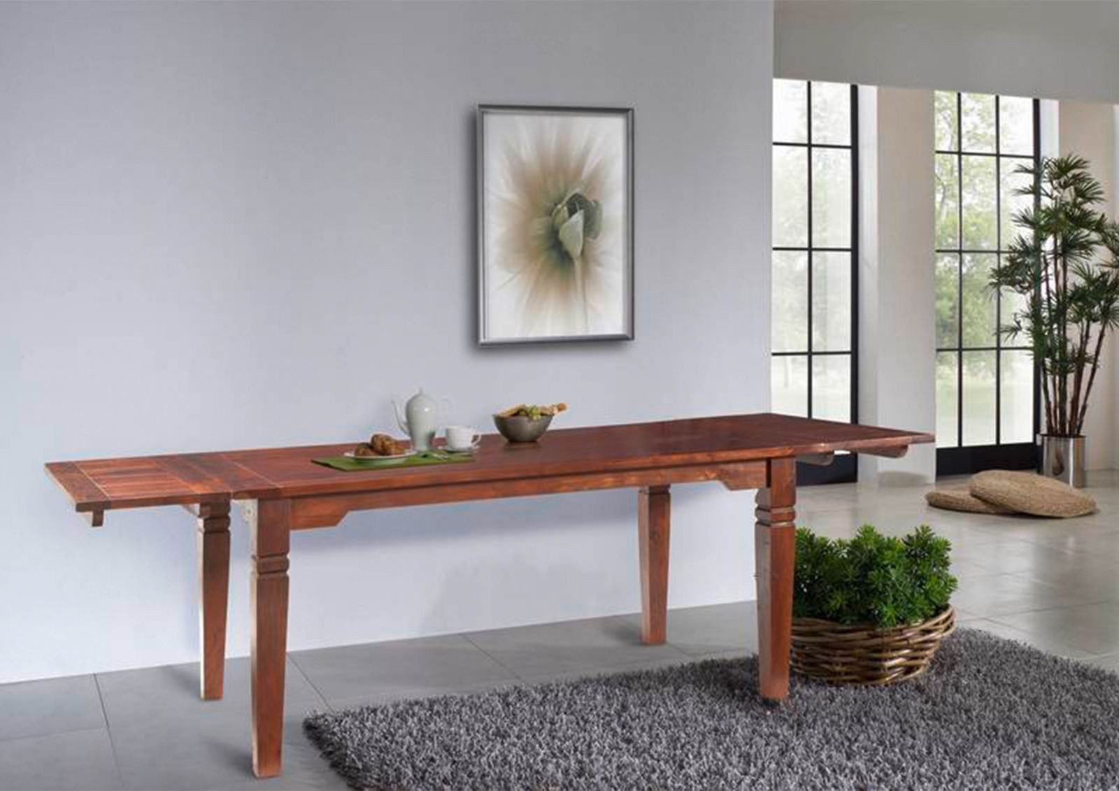 Massivmoebel24 Esstisch mit Ansteckplatten Akazie 200-240/280x100x76 nougat OXFORD #123