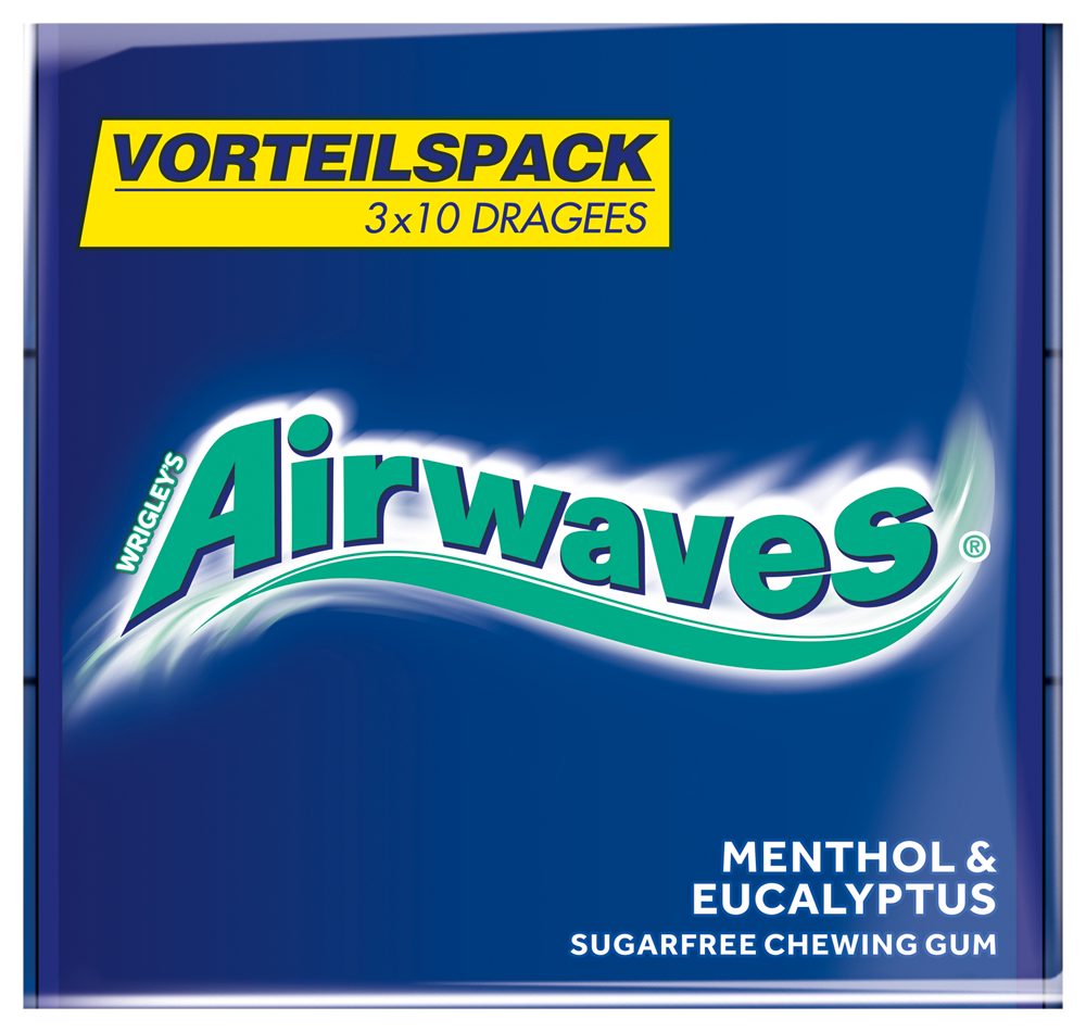 Mars GmbH Süßigkeit Airwaves Kaugummi Mix Cool Cassis, Menthol & Cherry Menthol 9x3x10