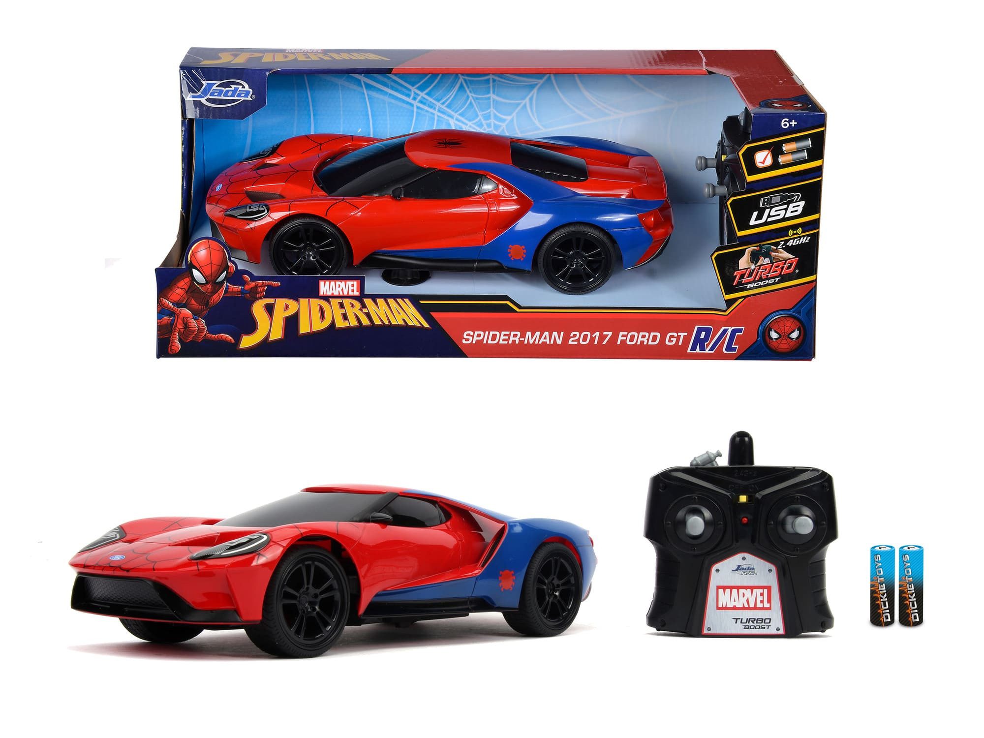 JADA Modellauto Jada Marvel Spider-Man RC 2017 Ford GT 1:16 Modellauto