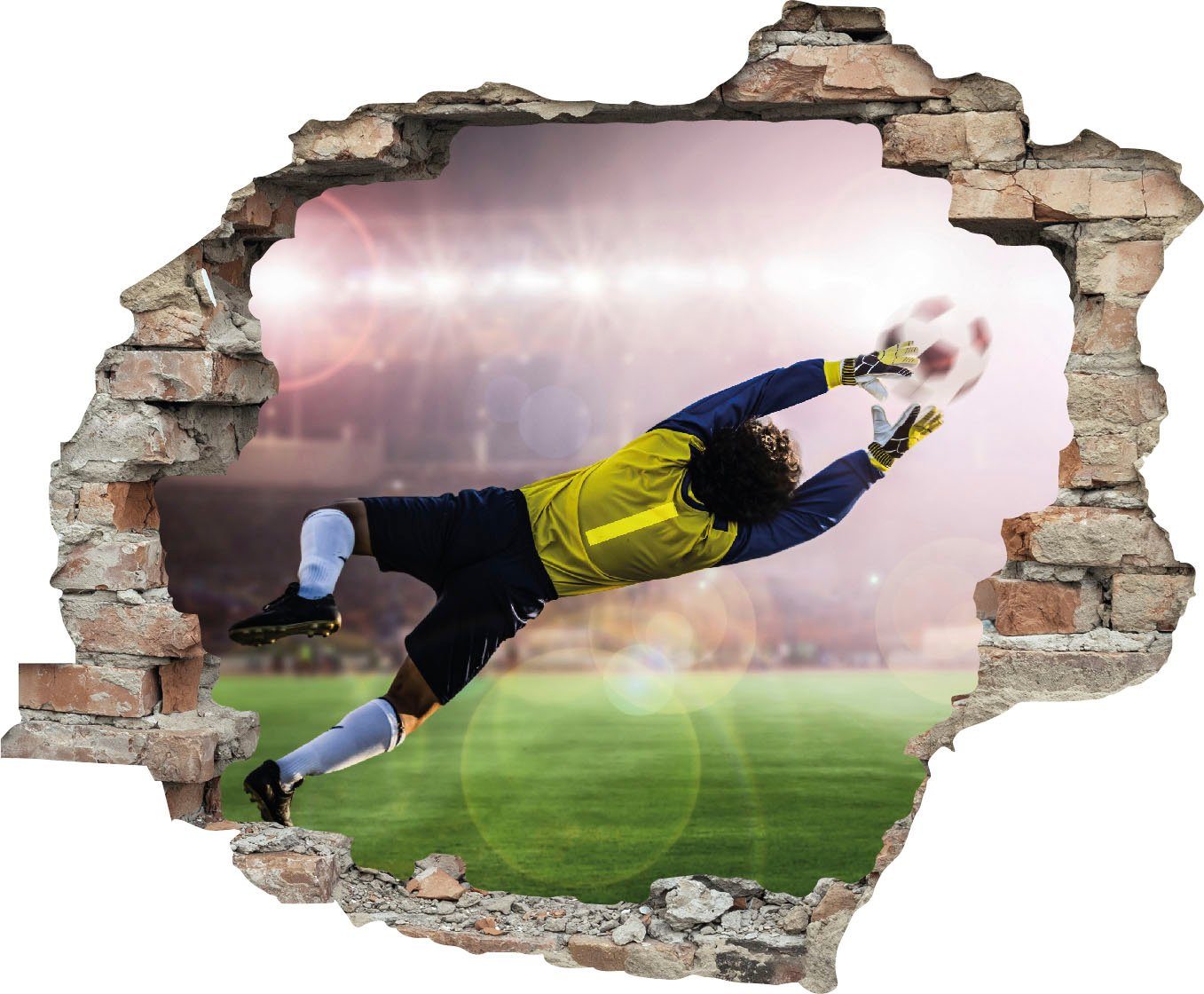 queence Wandtattoo Torwart (1 St), Wandsticker, Wandbild, selbstklebend, 3D, Wanddurchbruch